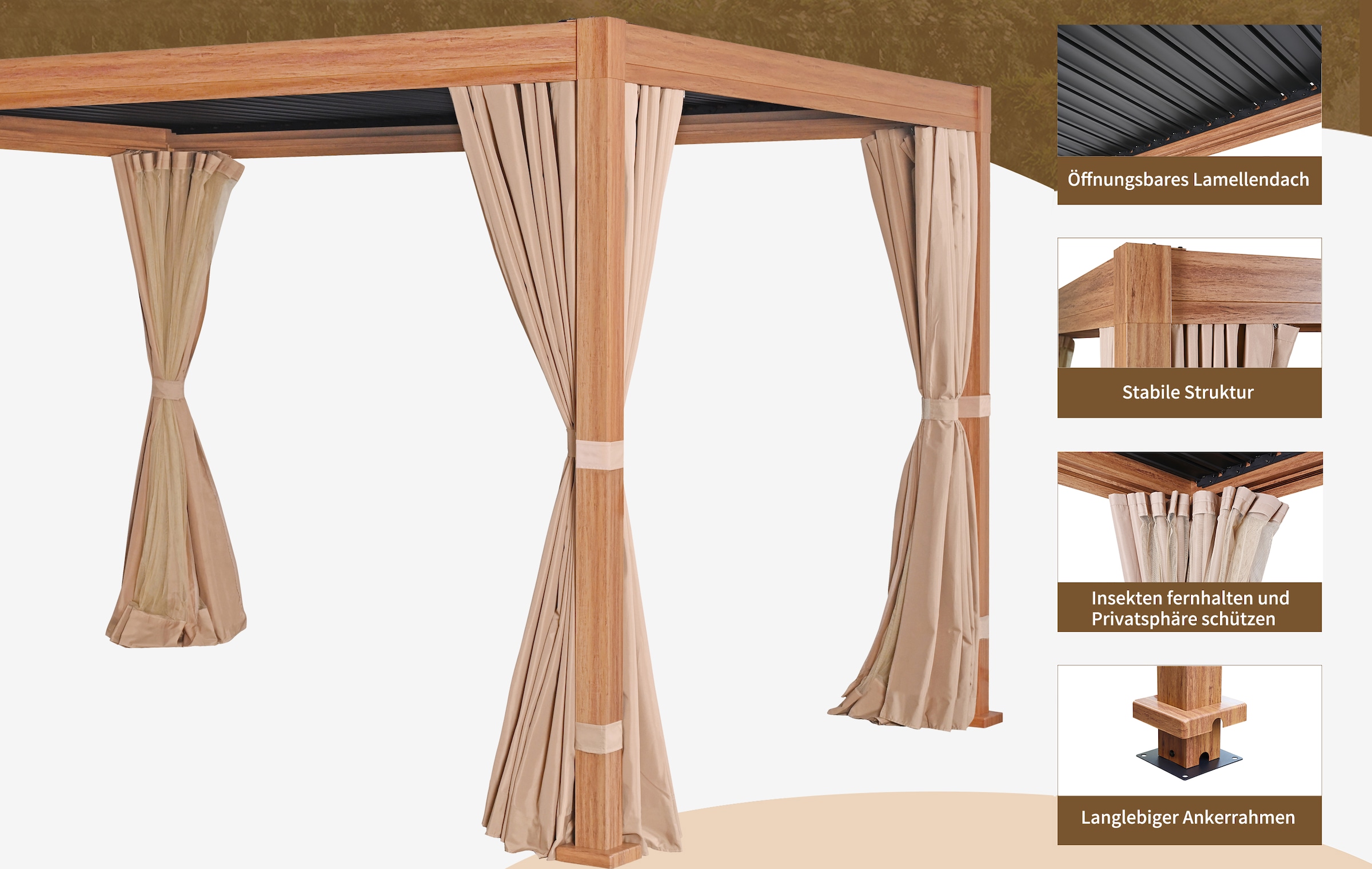 KONIFERA Pavillon »Alhambra« verschiedene Größen, inkl. Seitenwände