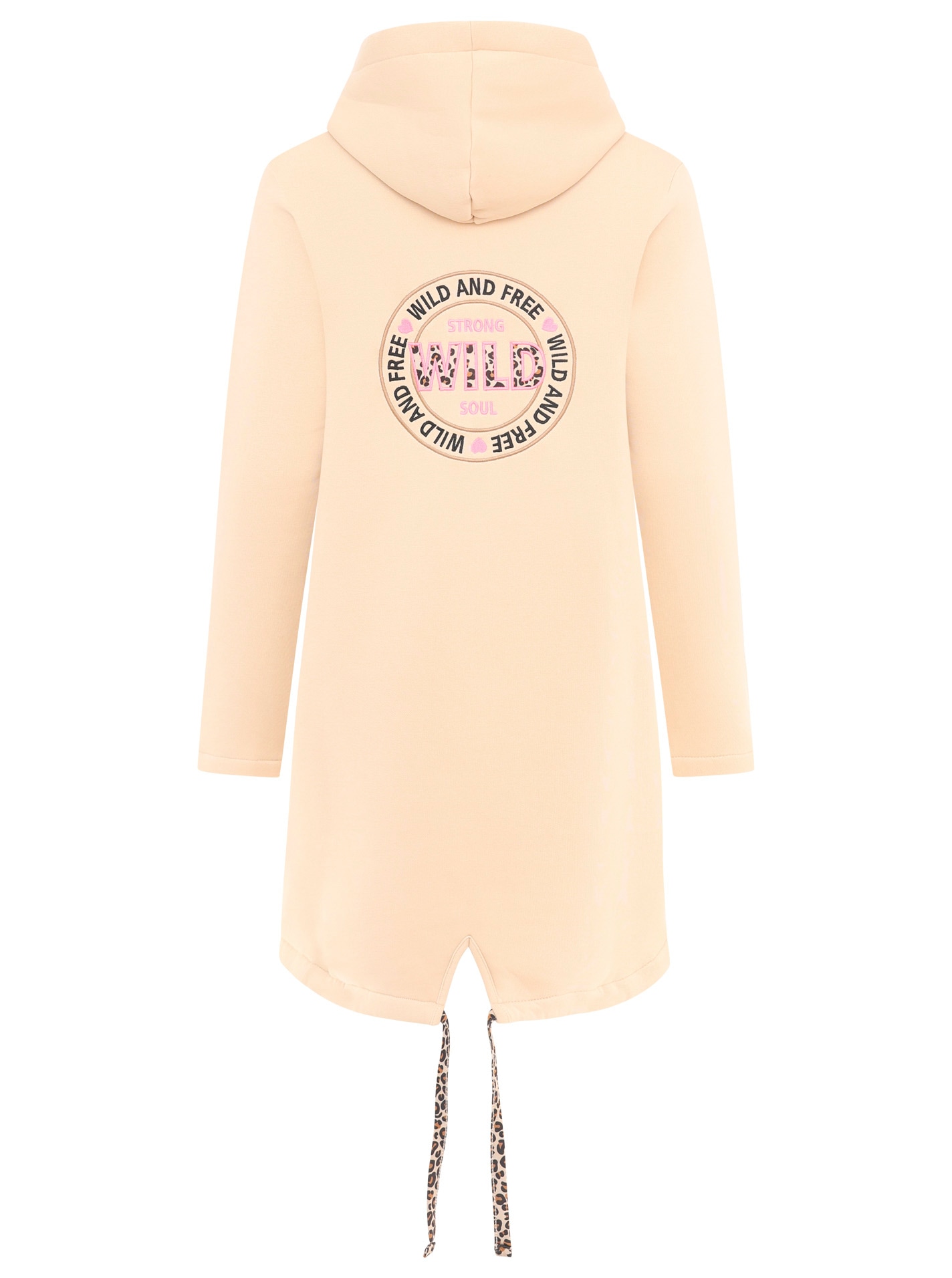 Zwillingsherz Jerseymantel »"Wild and Free"«, mit auffäligem Front und Back Motiv und Leo Details
