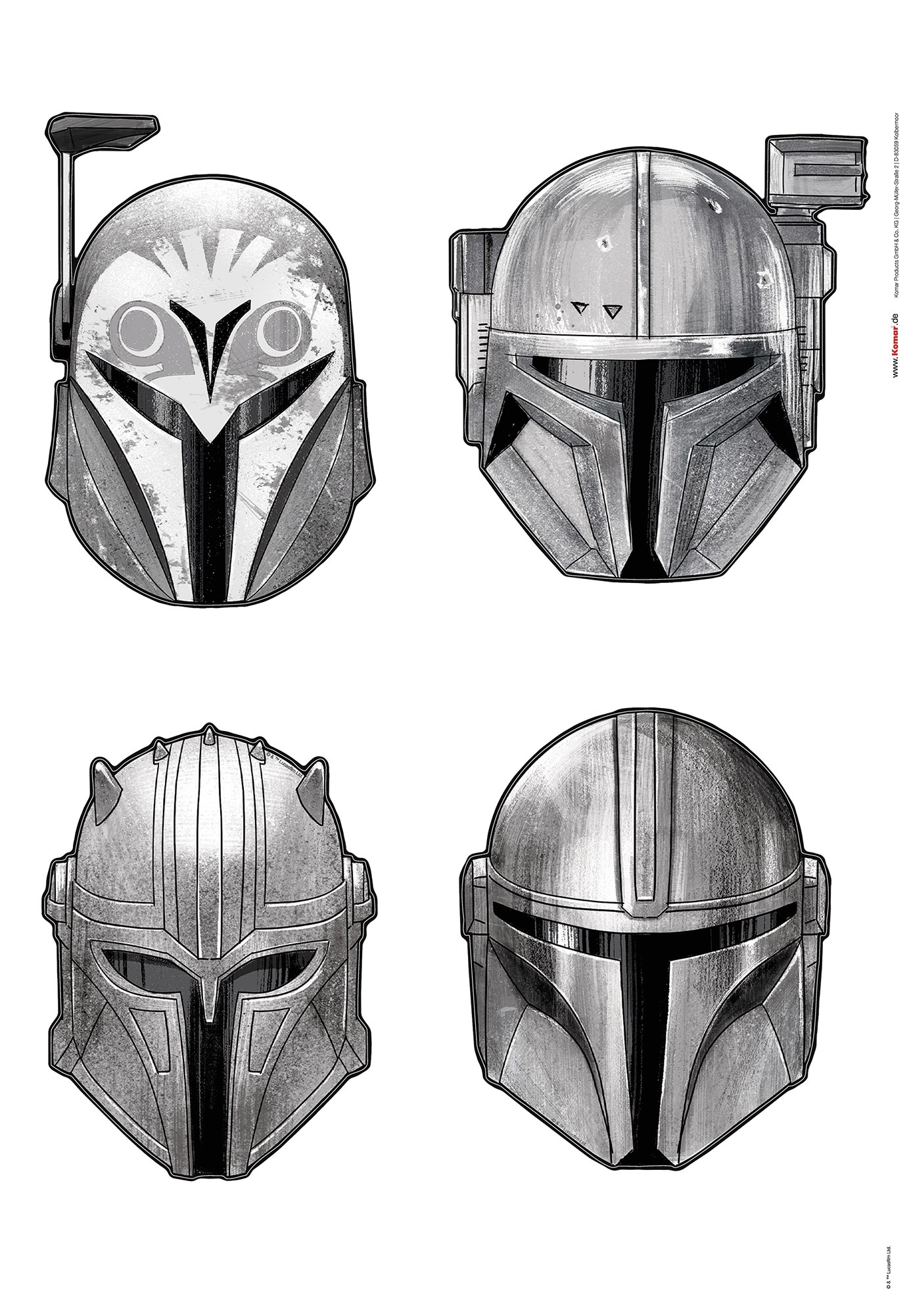 Komar Wandtattoo »Star Wars The Mandalorian Helmets«, (1 St.), 50 x 70 cm (Breite x Höhe) - Kinderzimmer, Wandsticker