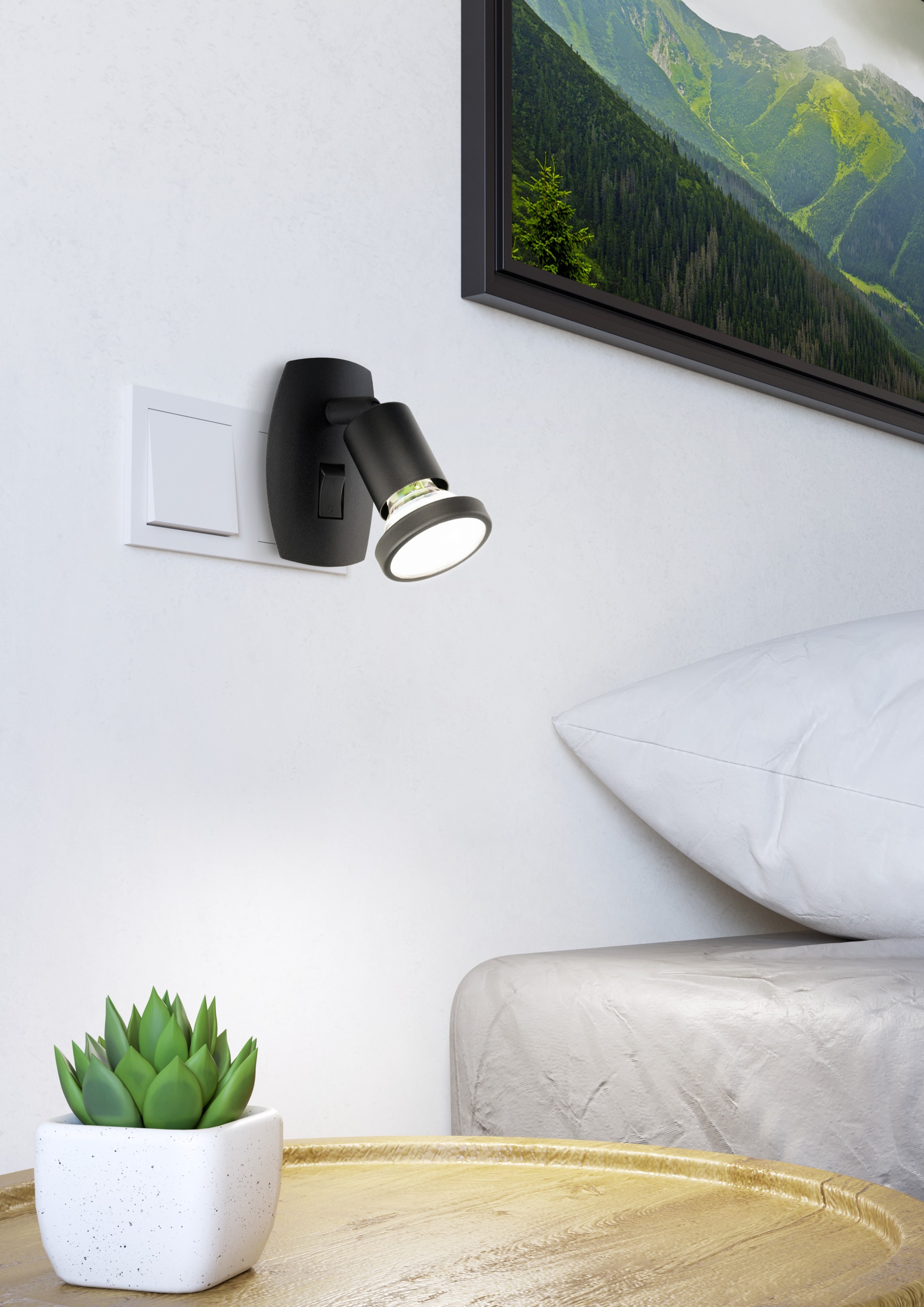 EGLO Steckdosenleuchte »PARRINI Steckerlampe - Stahl, Kunststoff - GU10 - 1X4,5W - IP20« GU10 1 Stk. Steckdosenspot, Steckdosenstrahler, Schalfzimmerleuchte, L7 x H10 cm