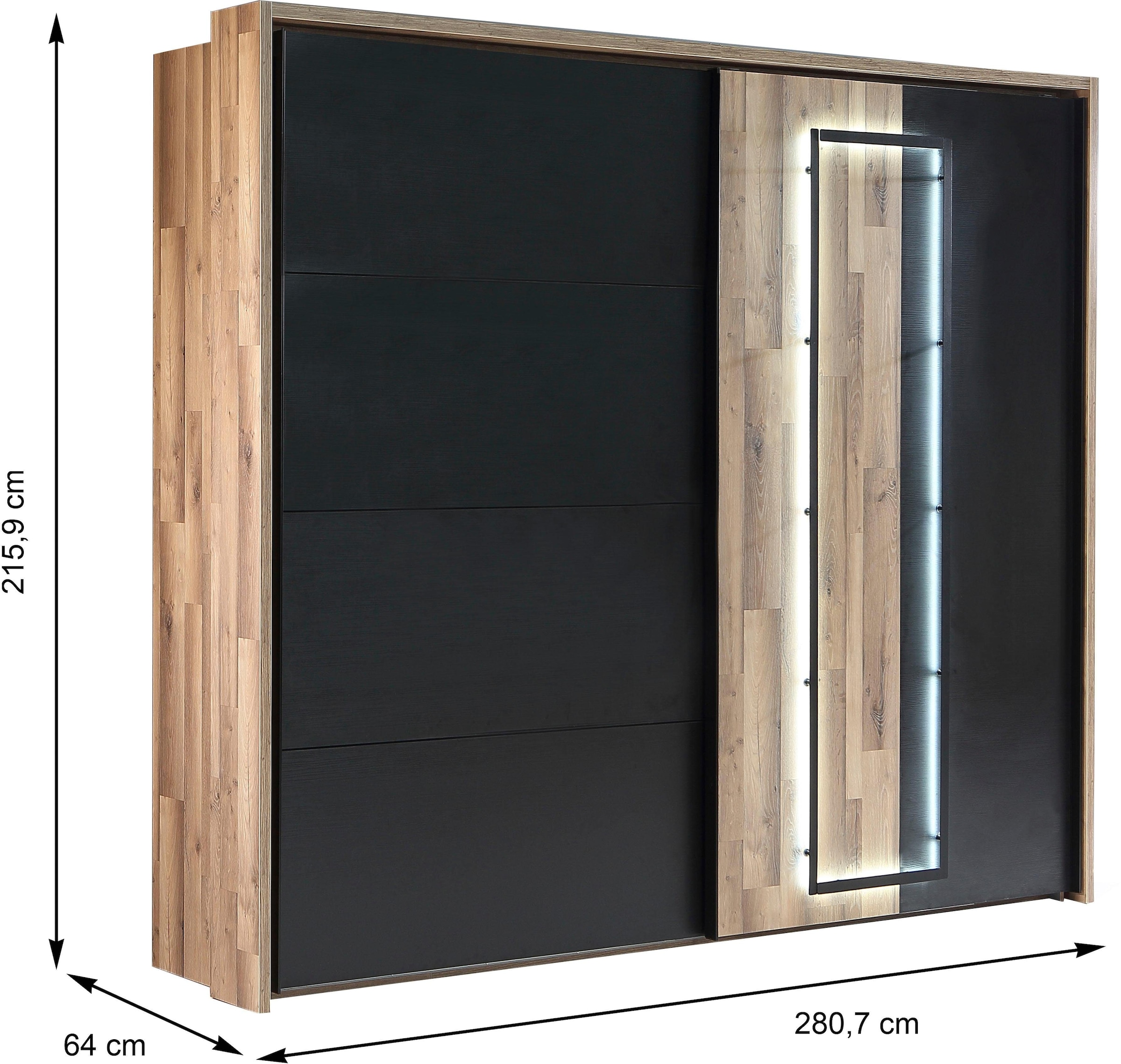 mit bequem »Sirius FORTE Crown«, kaufen LED-Beleuchtung Schwebetürenschrank