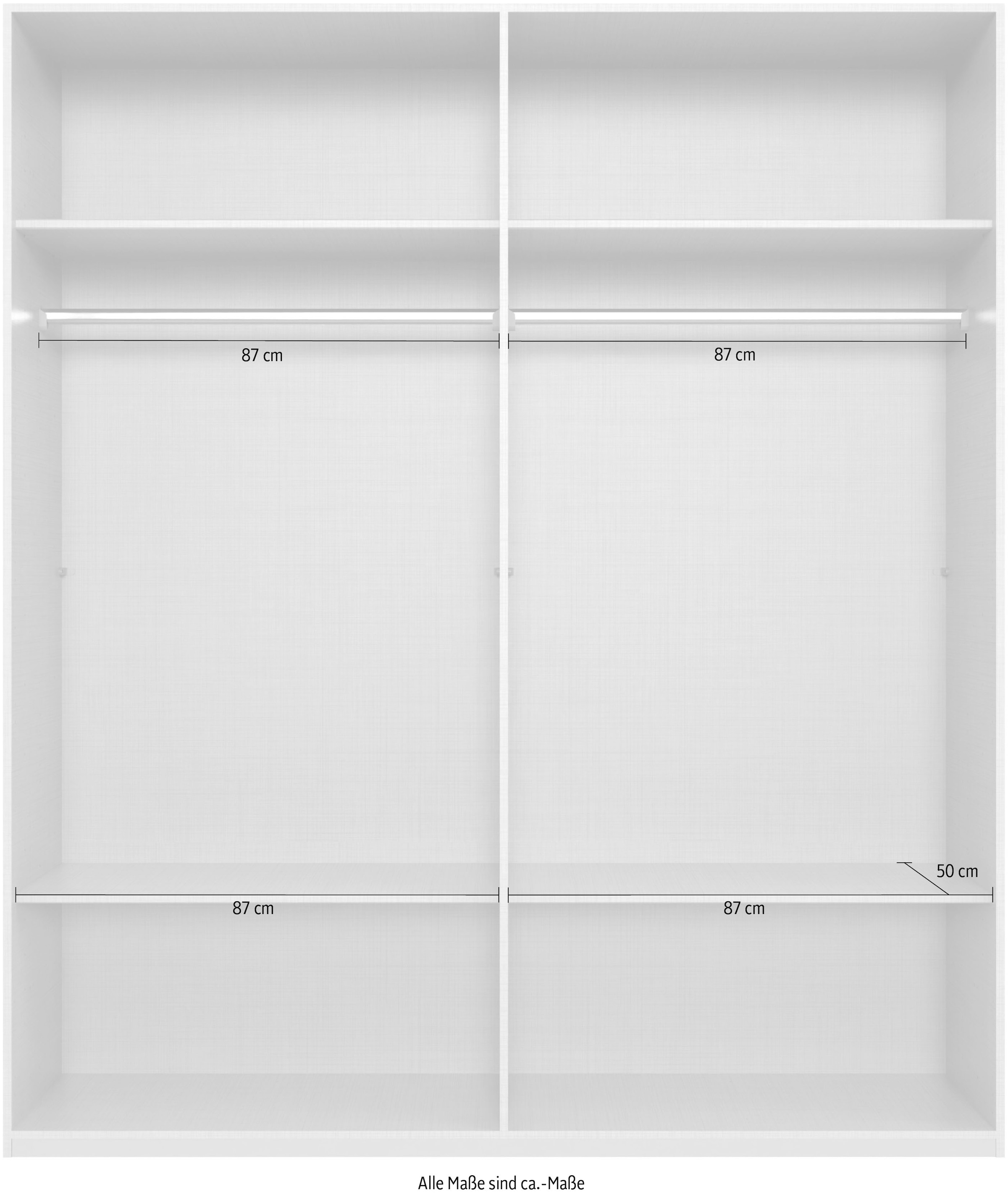 Wimex Kleiderschrank »Mugano, in 5 Breiten und 2 Höhen, Made in Germany«, (in Basic oder Premium Ausstattung mit 2 weiteren Einlegeböden), mit langen Griffstangen aus Metall, wahlweise mit oder ohne Spiegel