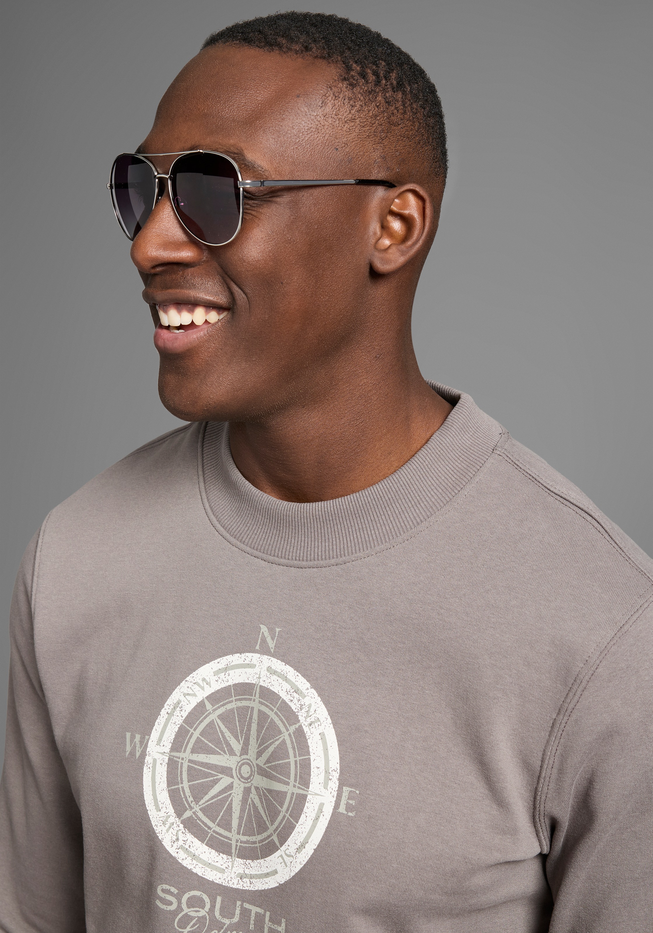 DELMAO Sweatshirt, lange Ärmel, lässige Passform, mit Print, Rundhals
