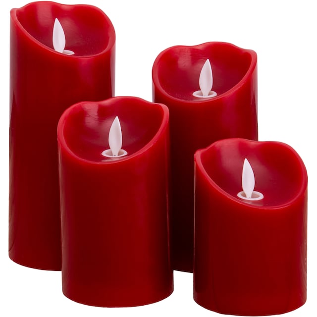 näve Dekolicht »Kerzen«, 1 flammig-flammig, 4er Set (Höhe 10cm 12,5cm 15cm  17,5cm) rot dimmbar Timer Ã˜ 7,5cm online kaufen | mit 3 Jahren XXL  Garantie