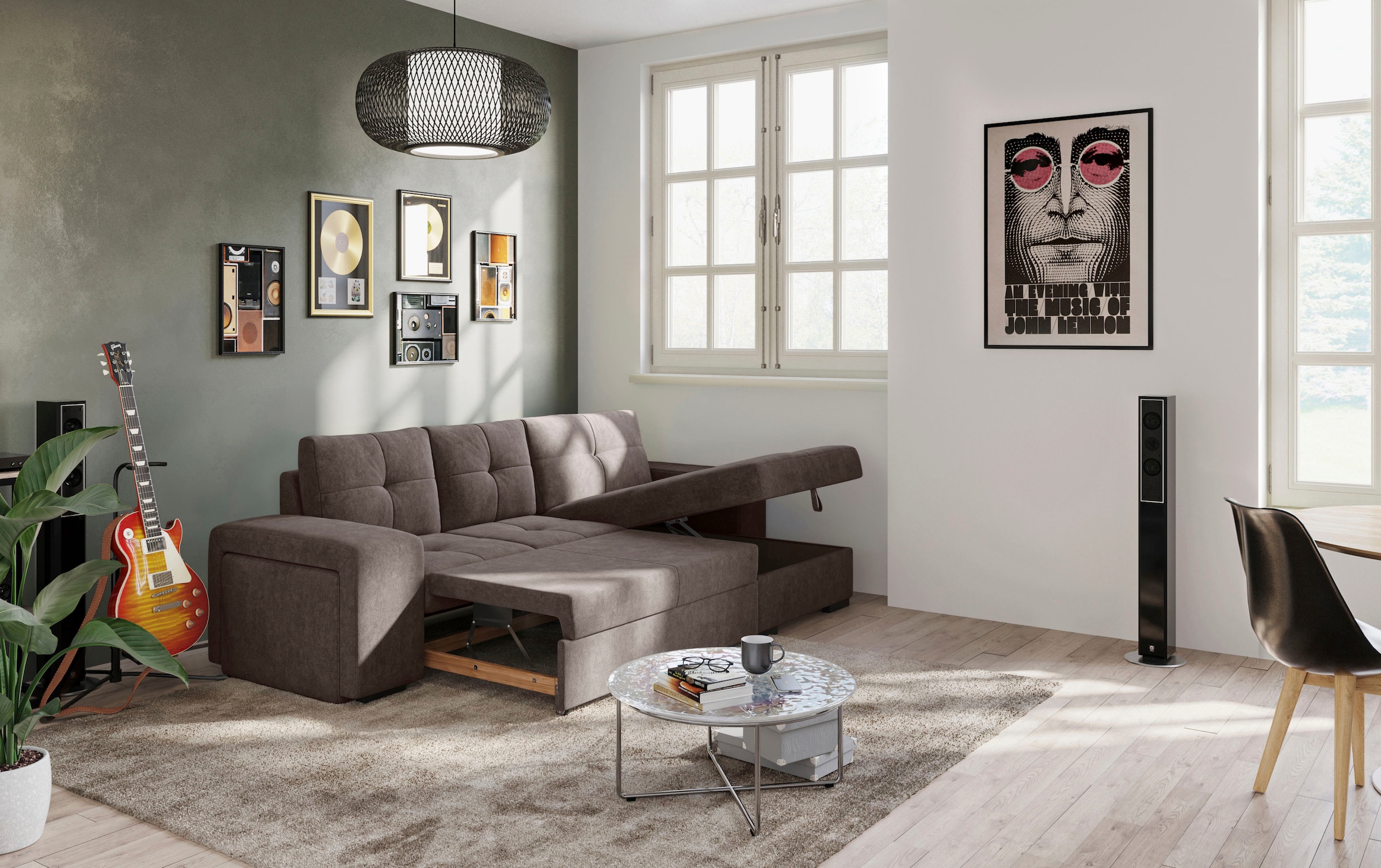 COTTA Ecksofa »Mattina L-Form«, mit Hocker, wahlweise mit Bettfunktion & Bettkasten