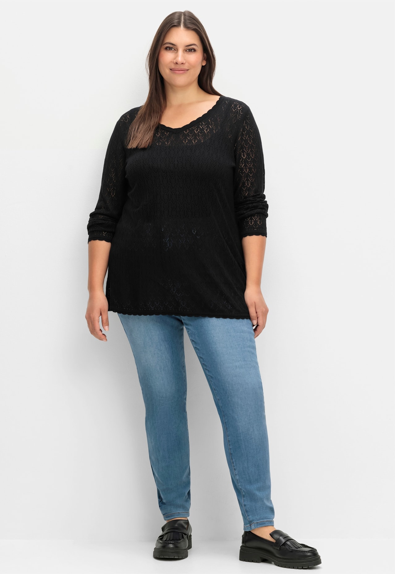 Sheego Strickpullover »V-Ausschnitt-Pullover«