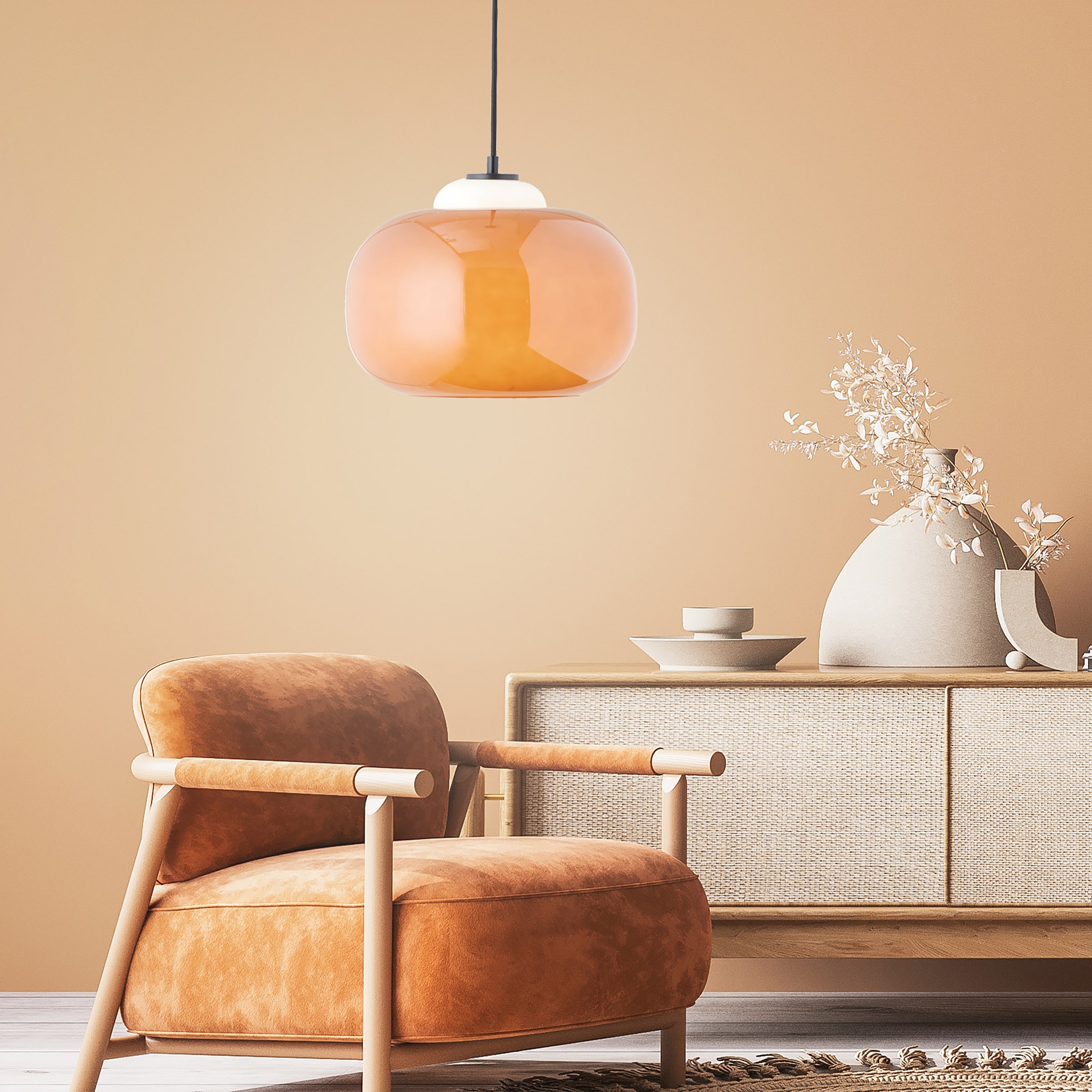 Brilliant Pendelleuchte »Blop«, 1 flammig, Leuchtmittel E27 | ohne Leuchtmittel, Höhe 128,5 cm, Ø 30 cm, E27, kürzbar, Glas/Metall