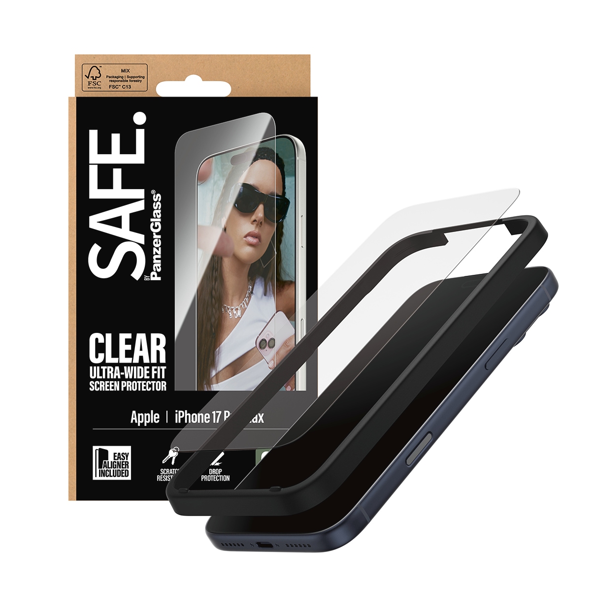 SAFE by PanzerGlass Displayschutzglas »Ultra-Wide Fit Screen Protector« für Apple iPhone 17 Pro Max Displayschutzfolie, Schutzfolie, Bildschirmschutz, kratz- & stoßfest