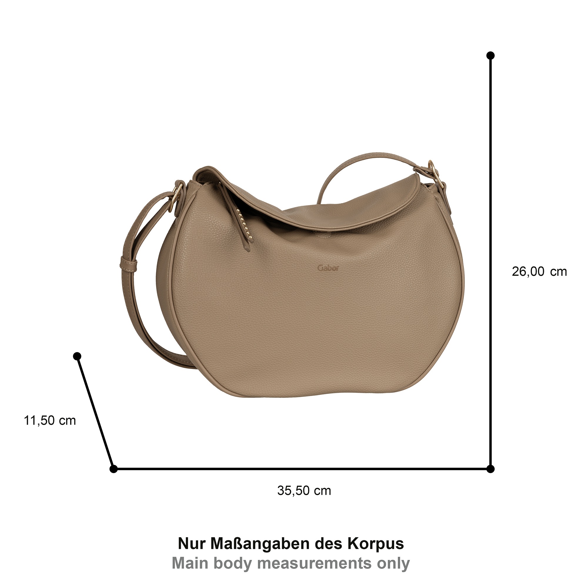 Gabor Umhängetasche »Marcella« griffiges Lederimitat in dezenten Formen mit Nieten verziertem Zipper