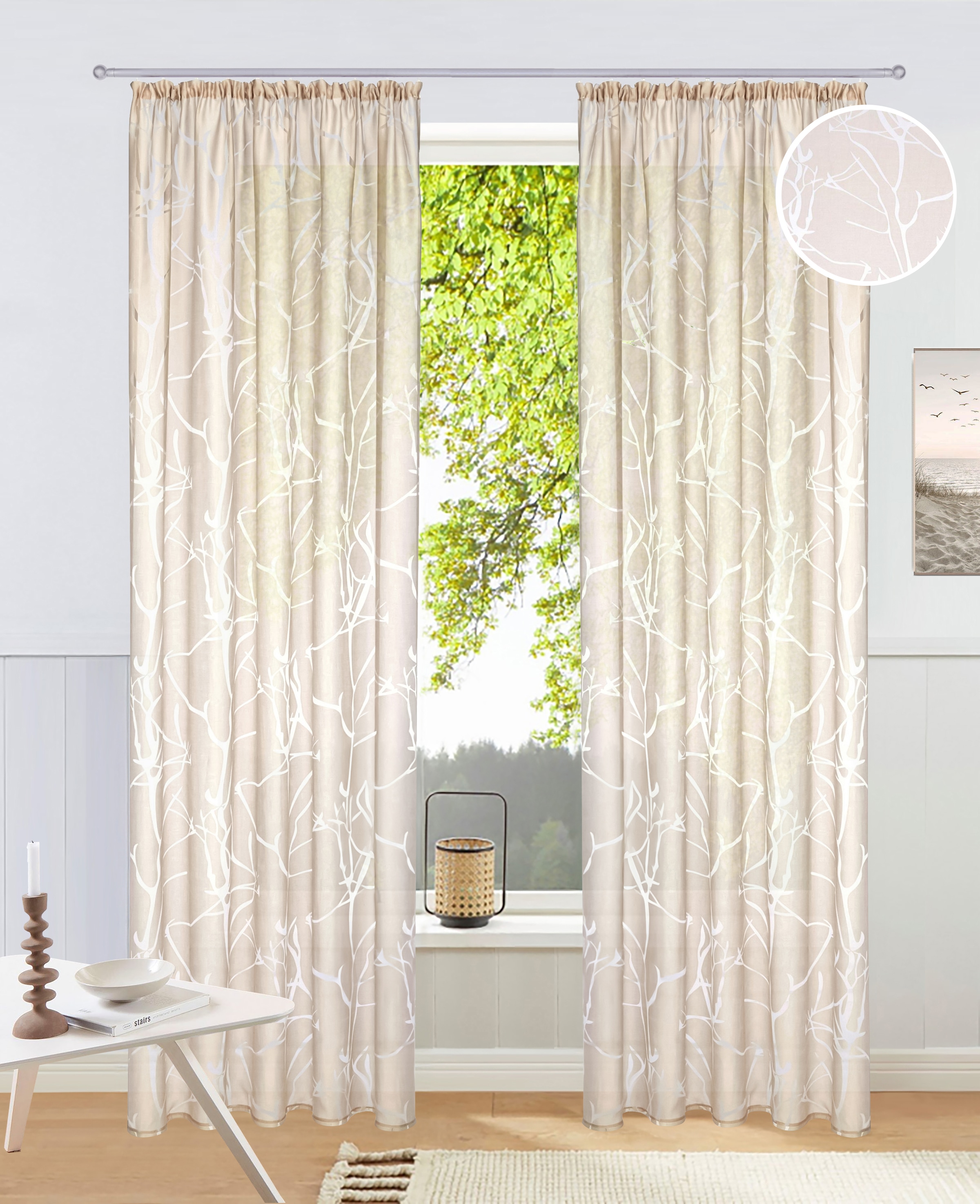 my home Gardine »Anna«, (1 St.), Viskose, Polyester, Äste-Motiv