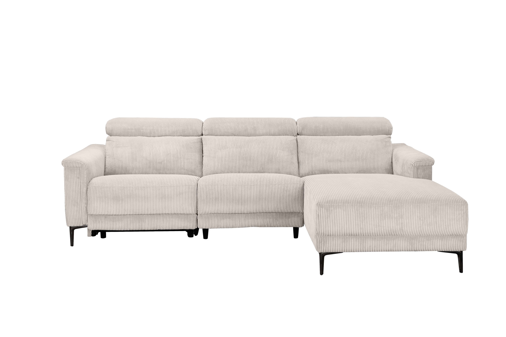 Places of Style Ecksofa »Lund in Cord, L-Form, 261 cm, manuelle und elektr. Relaxfunktion,«, USB-A und Kopfteilverstellung