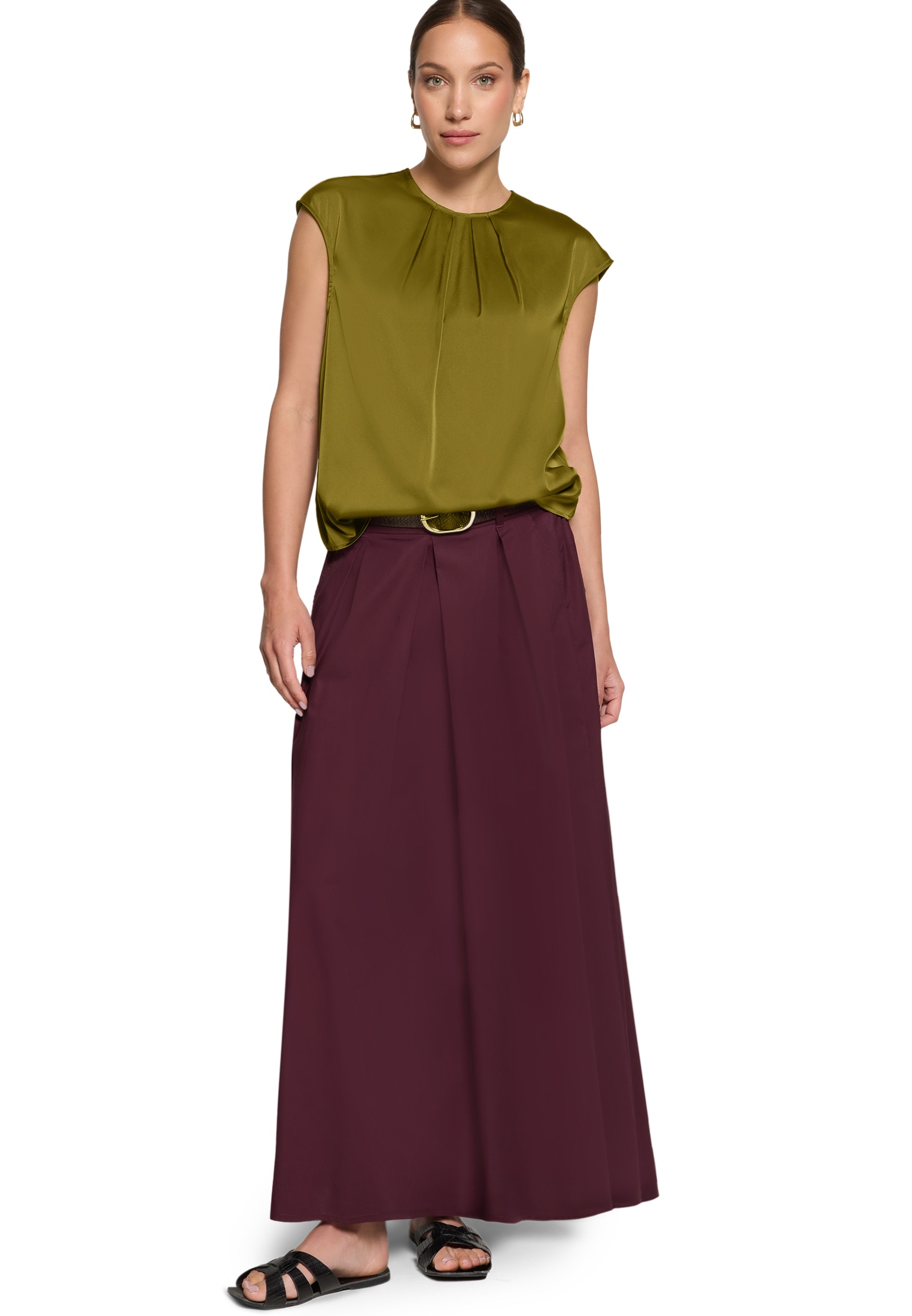 Zero Satinbluse »Satin-Bluse mit Rundhalsausschnitt«