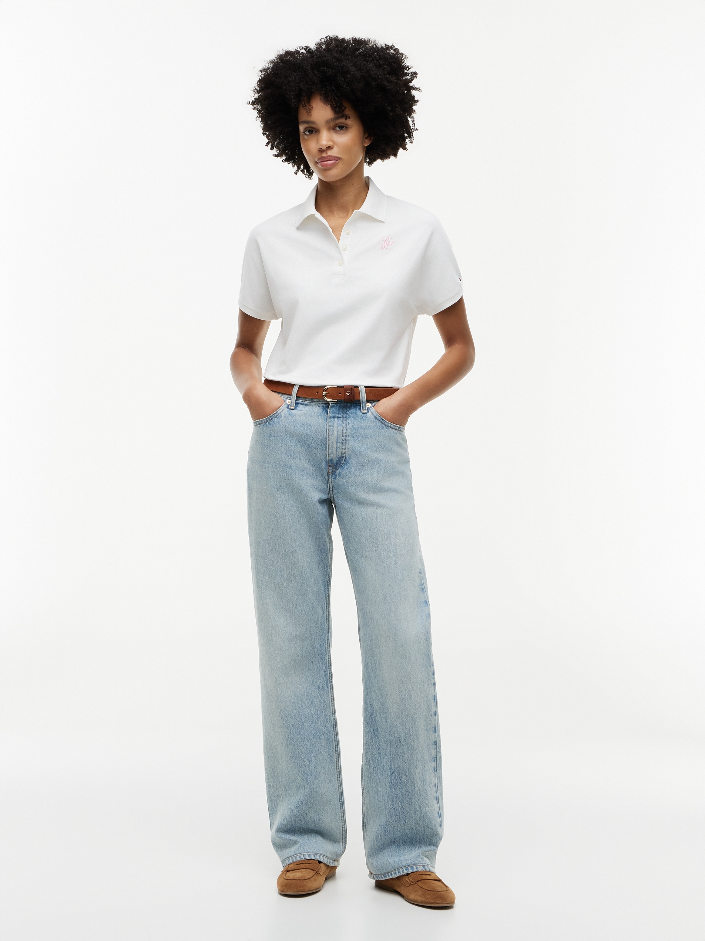 Tommy Hilfiger Poloshirt »TH SCRIPT MODERN SS POLO« Baumwollmischung, Polokragen, kurze Knopfleiste