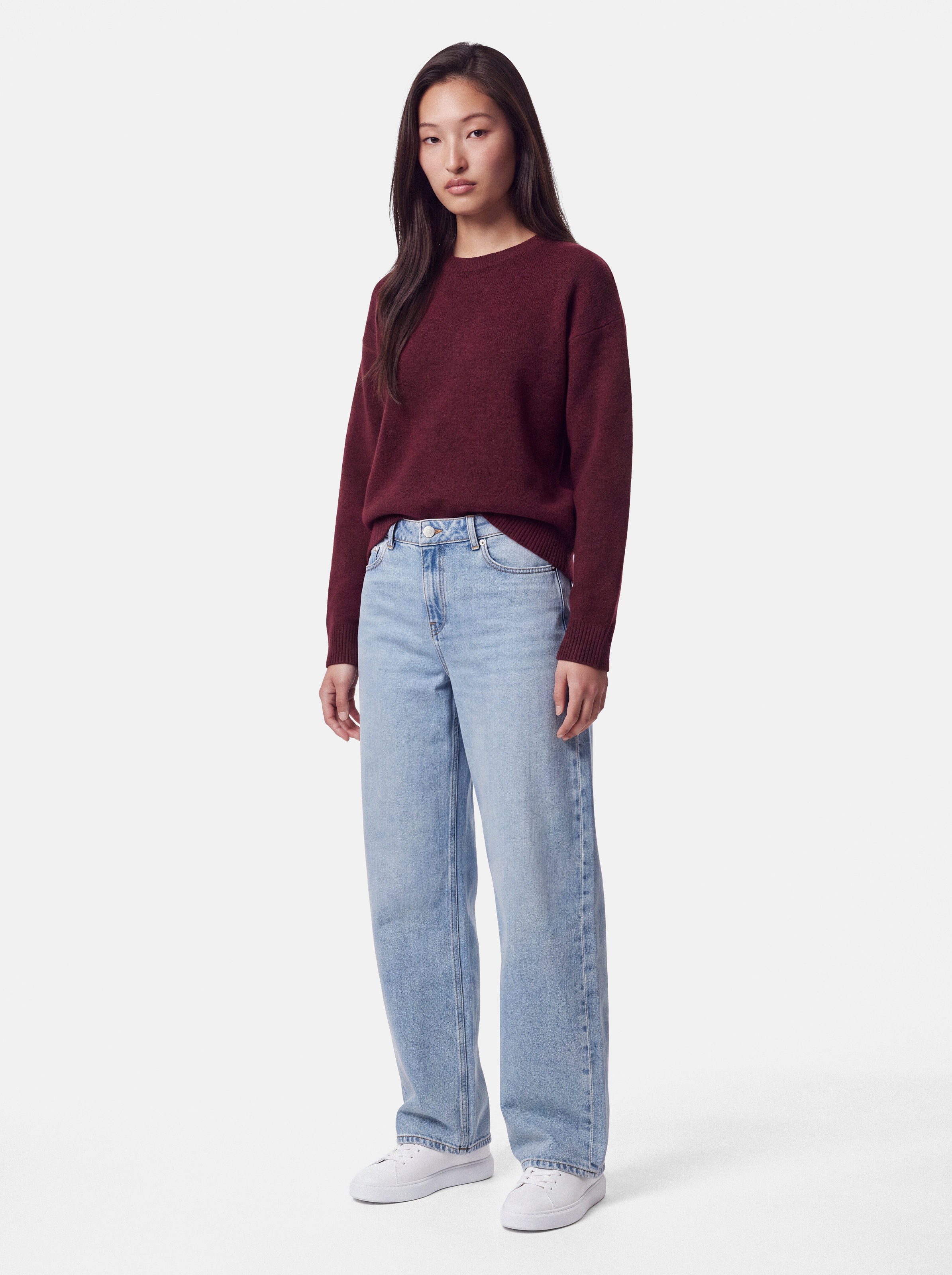pieces Rundhalspullover »PCSALLY LS O-NECK KNIT NOOS BC« Materialmix