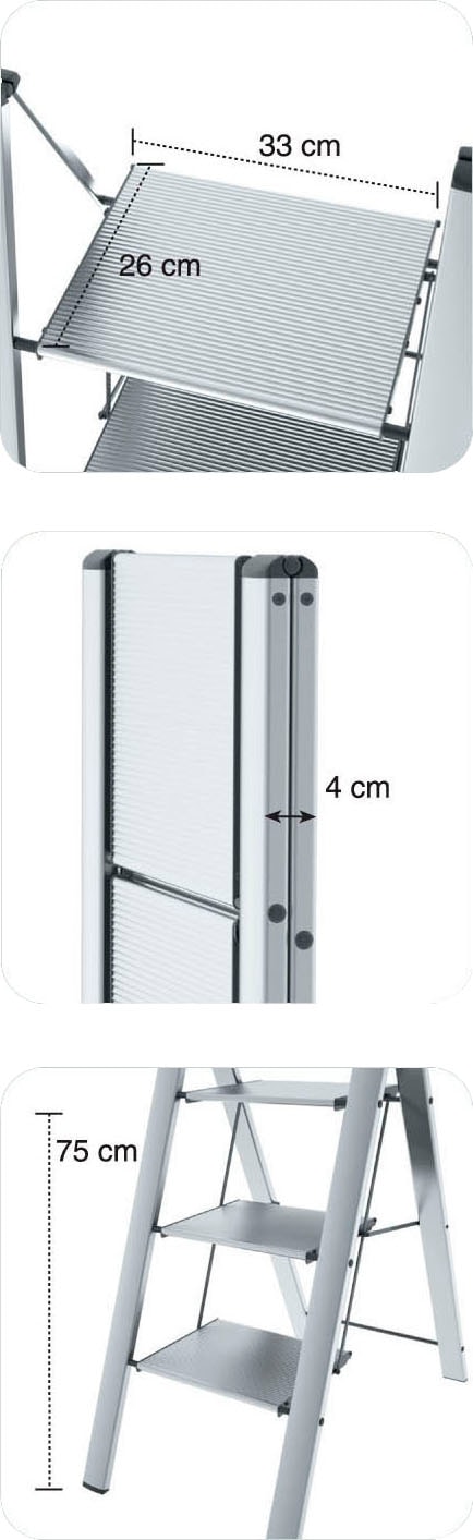 Bischof Colombo Trittleiter »Leonardo 2« 3-stufig, klappbar, rutschfeste Stufen, Tragkraft 150 kg