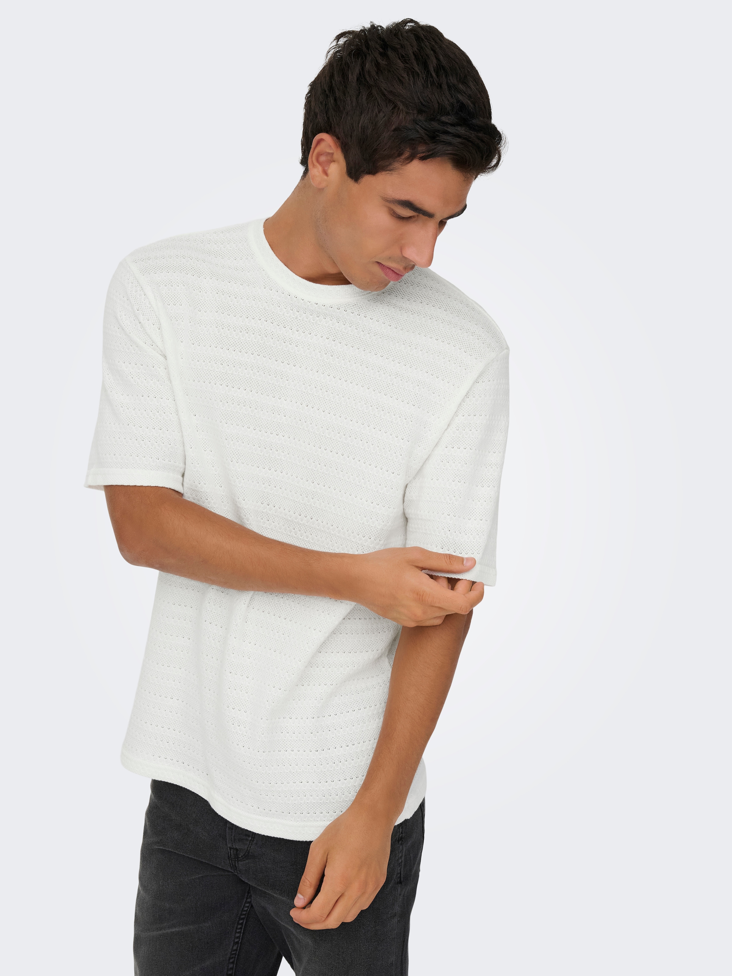 ONLY & SONS Rundhalspullover »ONSGIVO REG 12 SS CREW KNIT NOOS« Baumwolle, kurzer Arm, normal geschnitten