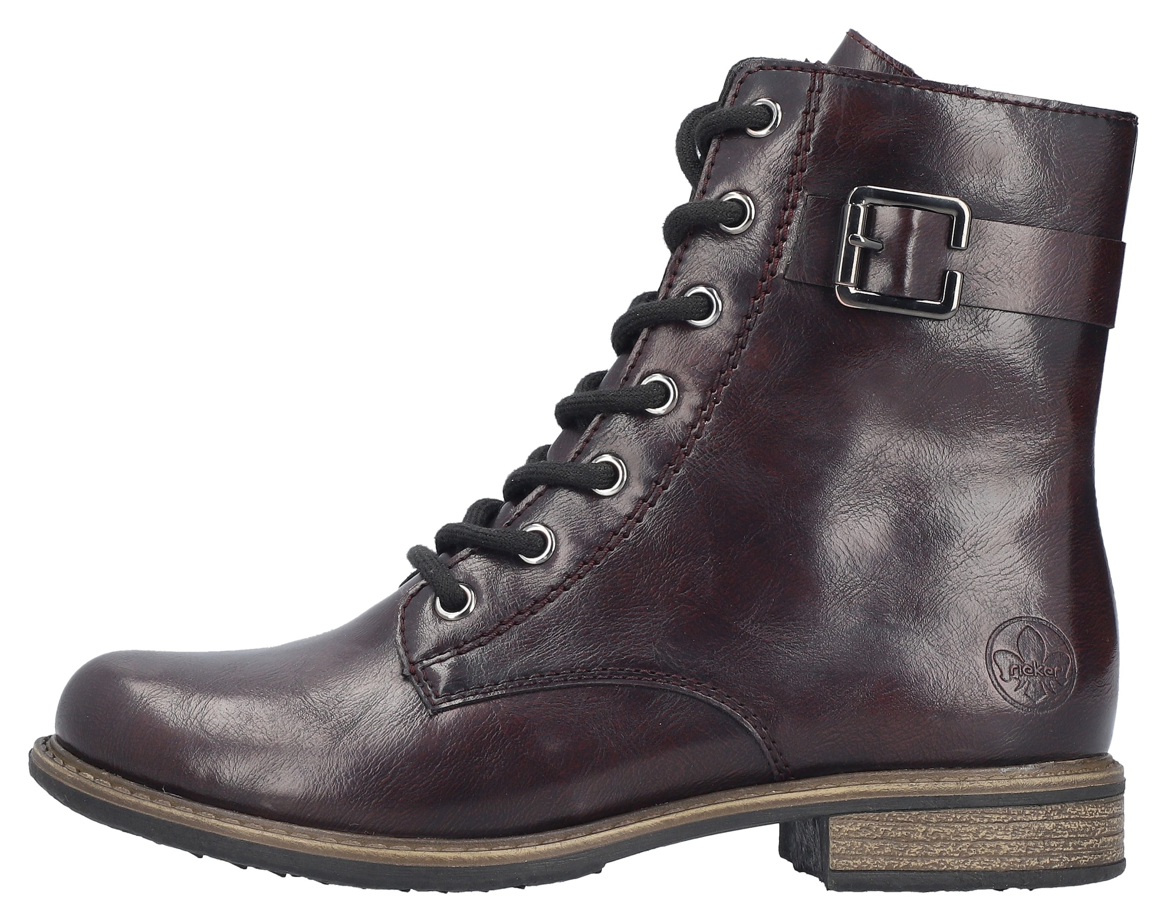 Rieker Schnürstiefelette  Schnürboots, Blockabsatz, mit Reißverschluss für leichtes Anziehen