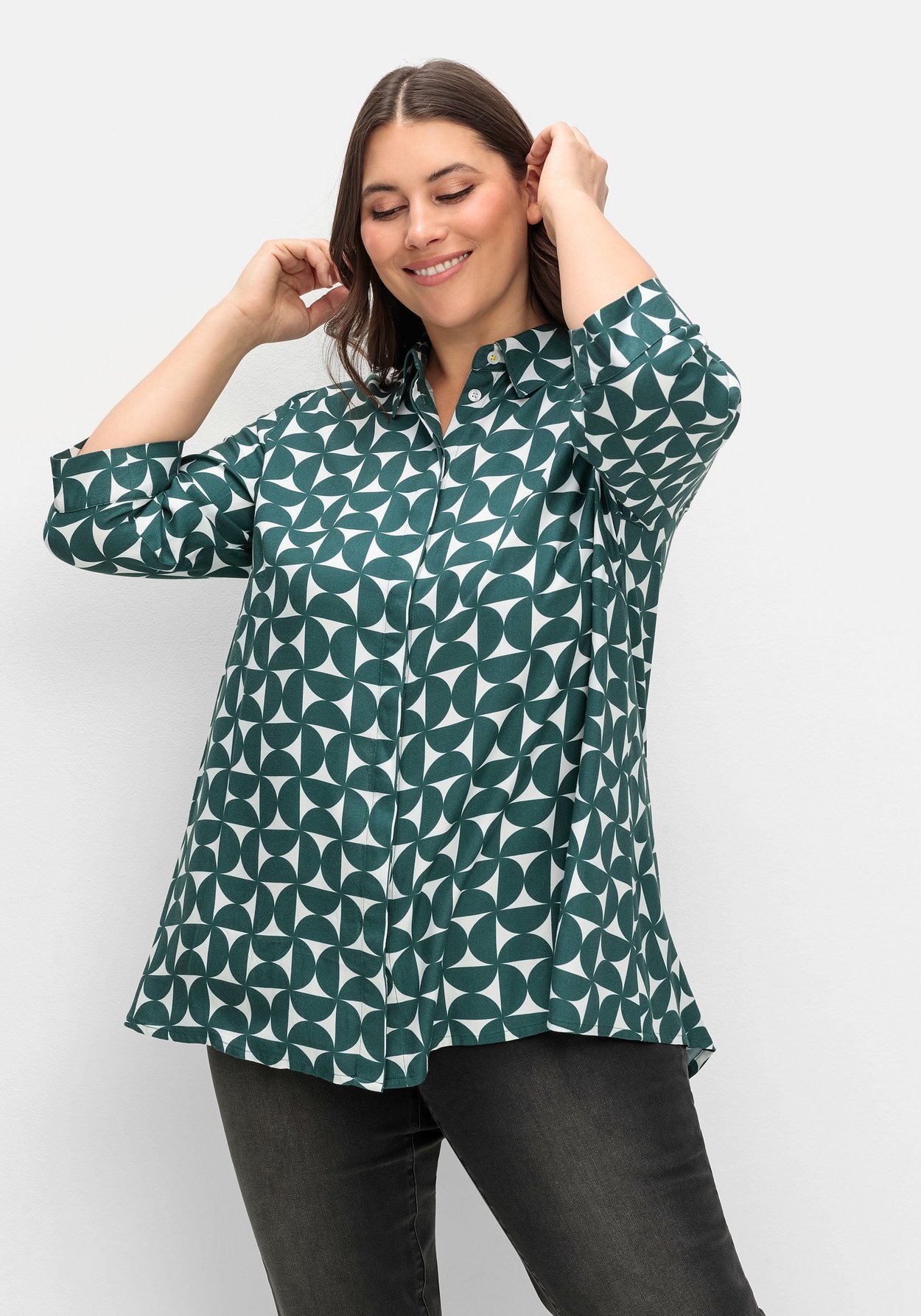 Sheego Longbluse »Bedruckte Bluse in schwingender A-Linie«