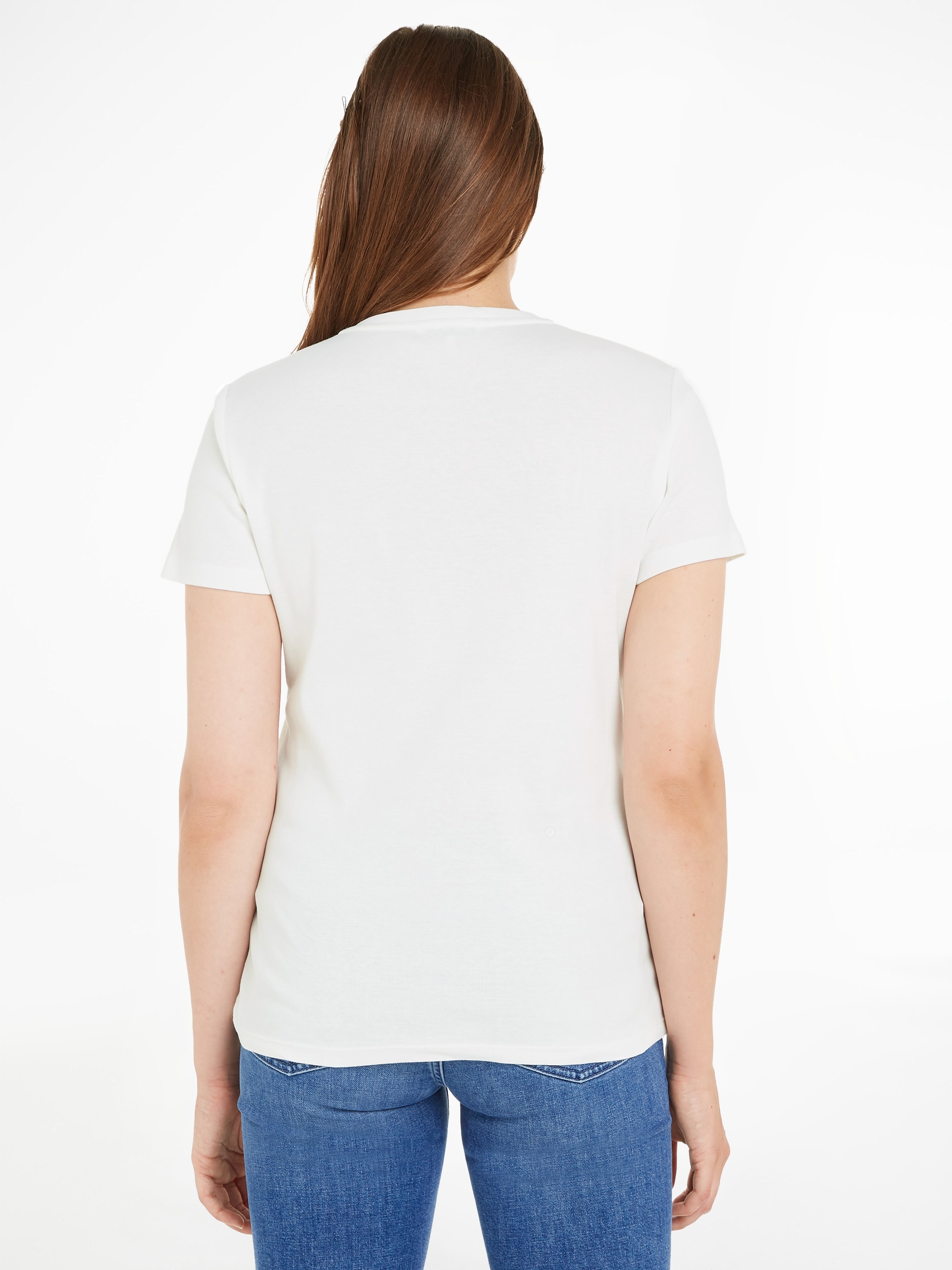 Tommy Hilfiger T-Shirt »SLIM CODY RIB V-NECK SS«, mit dezenter Logostickerei  bei ♕ | V-Shirts