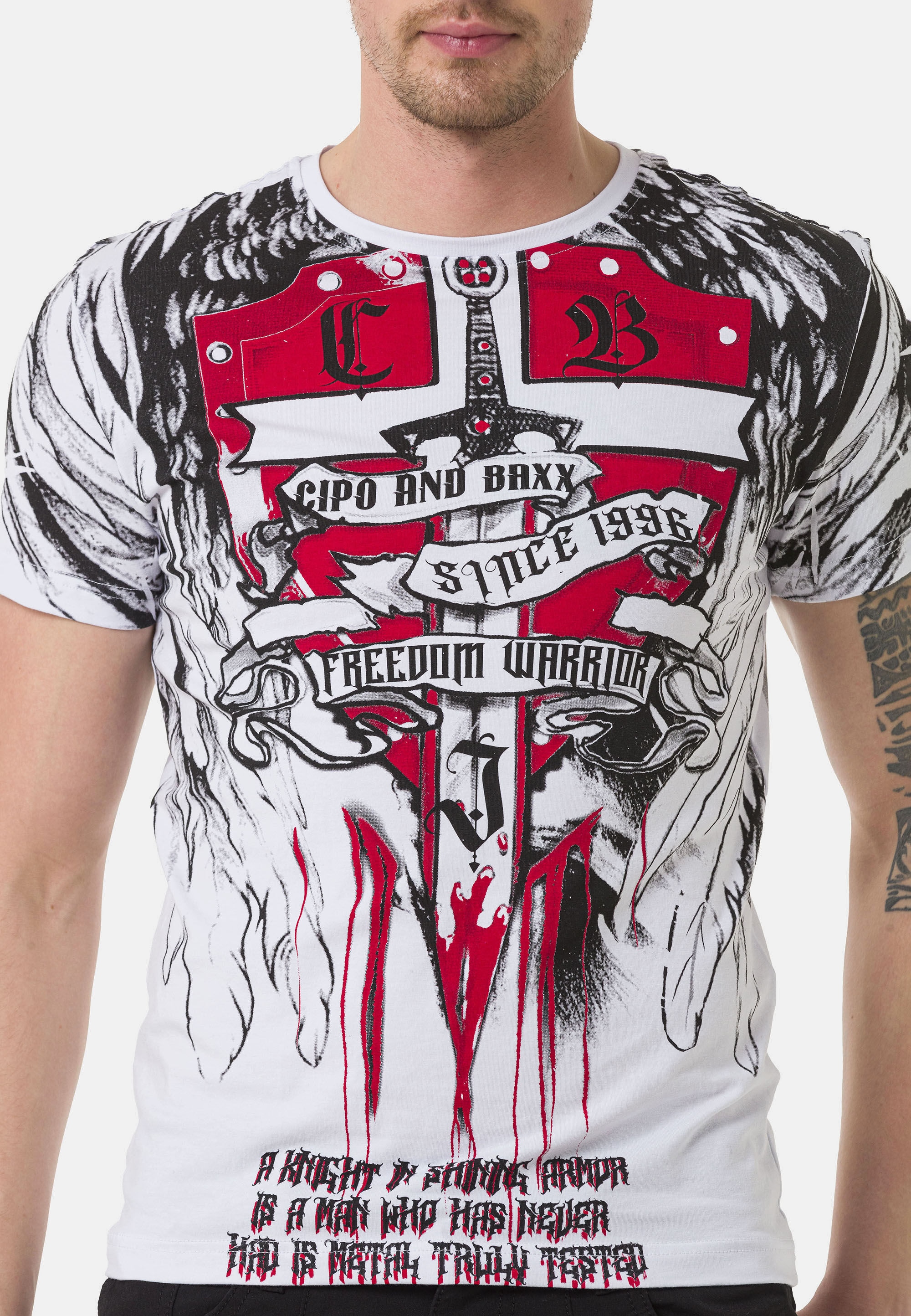 Cipo & Baxx T-Shirt »Cipo & Baxx T-Shirt« mit coolen Prints, Vorder- und Rückseite