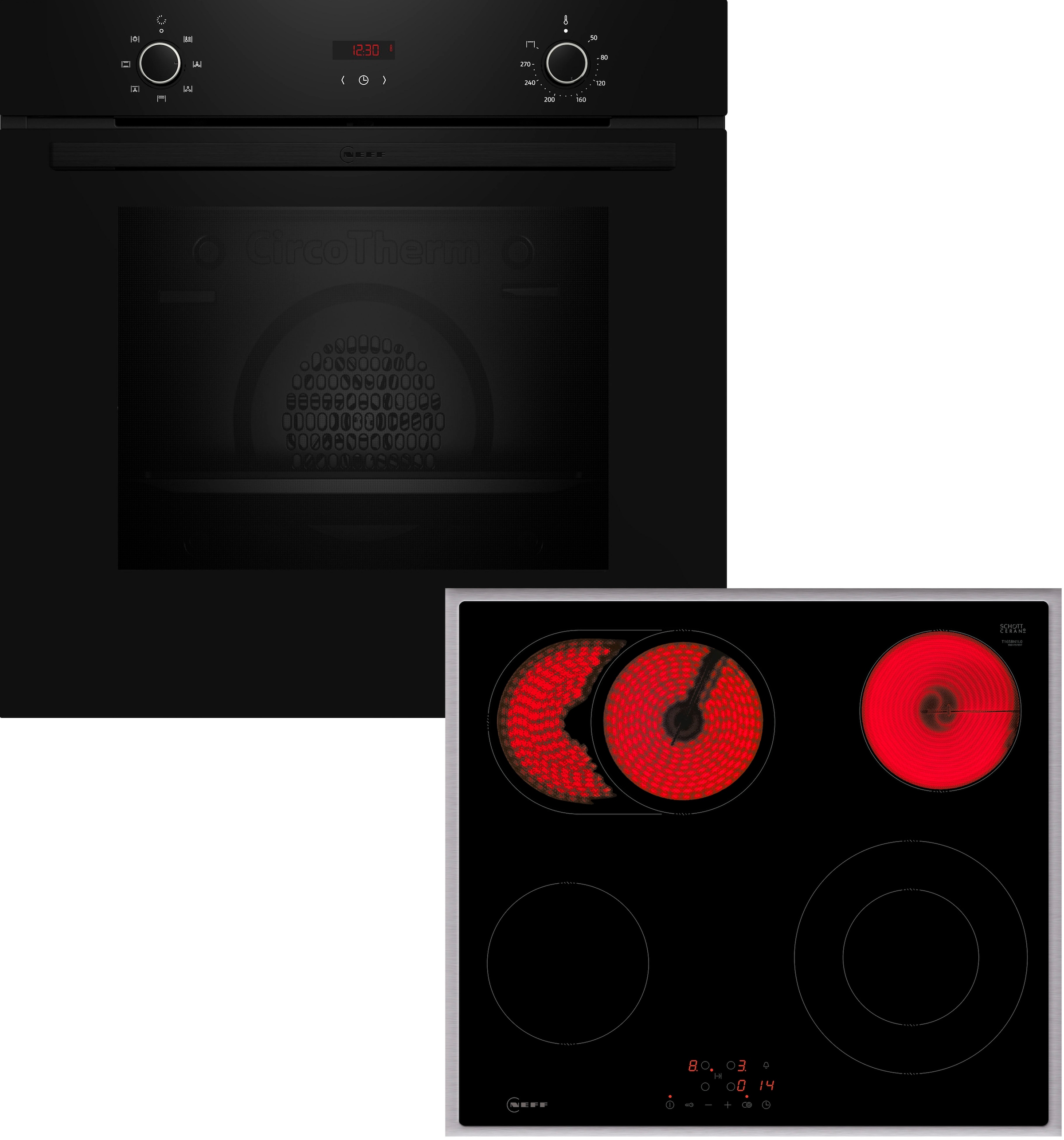 NEFF Backofen-Set "B1CCC0AK3" mit Teleskopauszug nachrüstbar CircoTherm auf 3 Ebenen & Bräterzone für großes Bratgeschirr