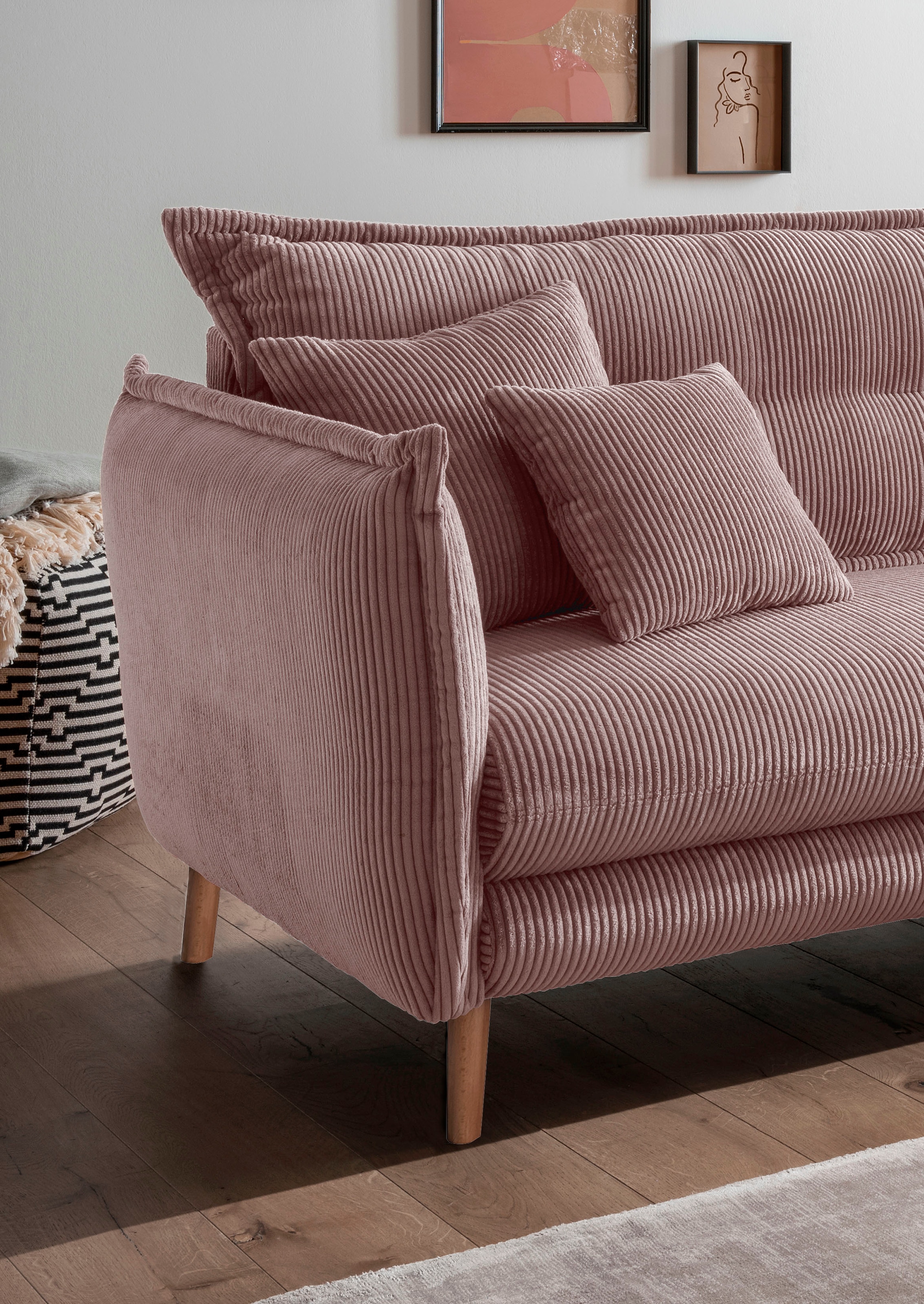 INOSIGN Ecksofa »Lazio modern und bequem, schmale Armlehnen, tolle Detailverarbeitung«, zwei verschiedene Fußfarben wählbar