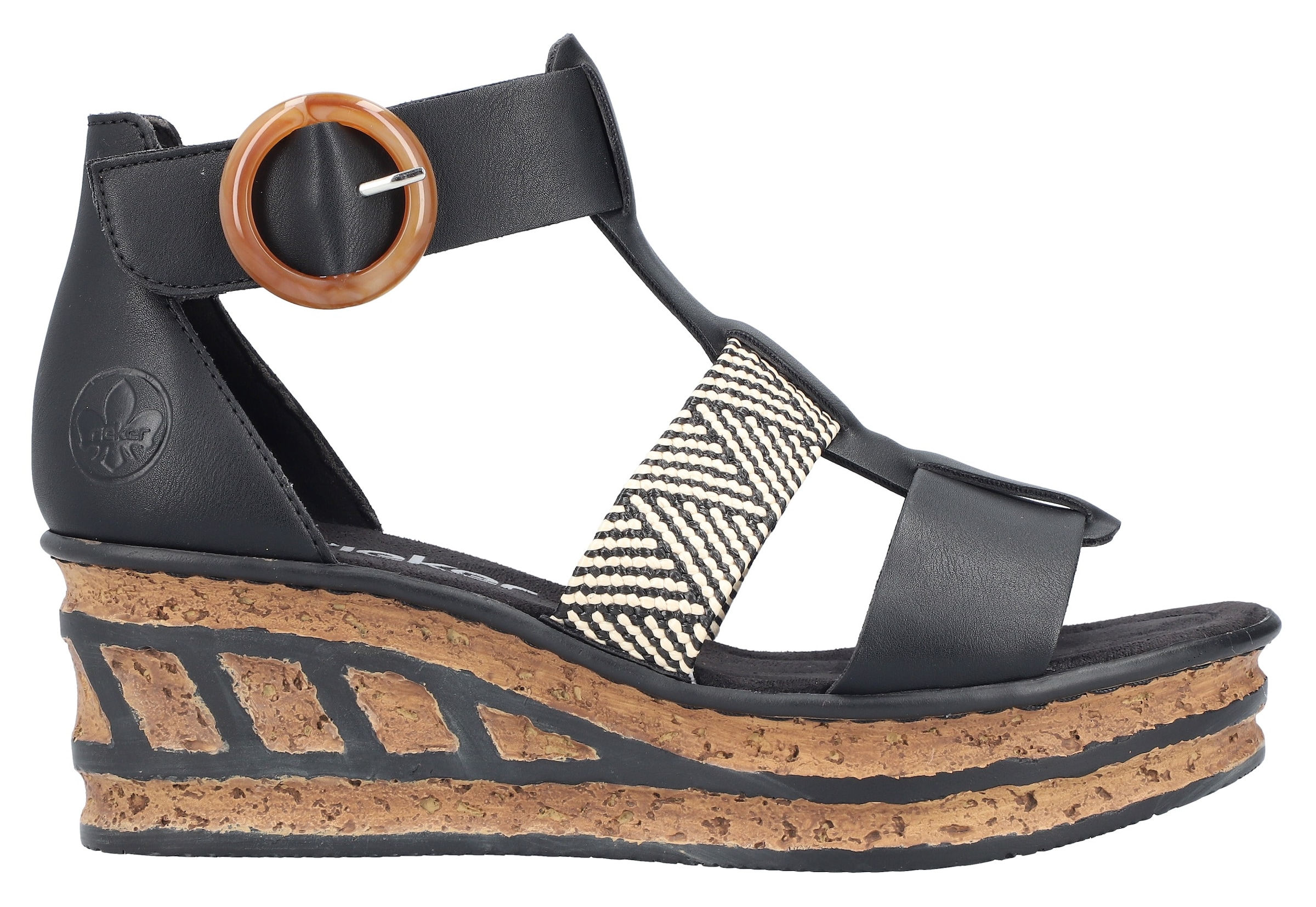 Rieker Keilsandalette, Sommerschuh, Plateausandalette, Sandale mit modischem 6 cm Keilabsatz