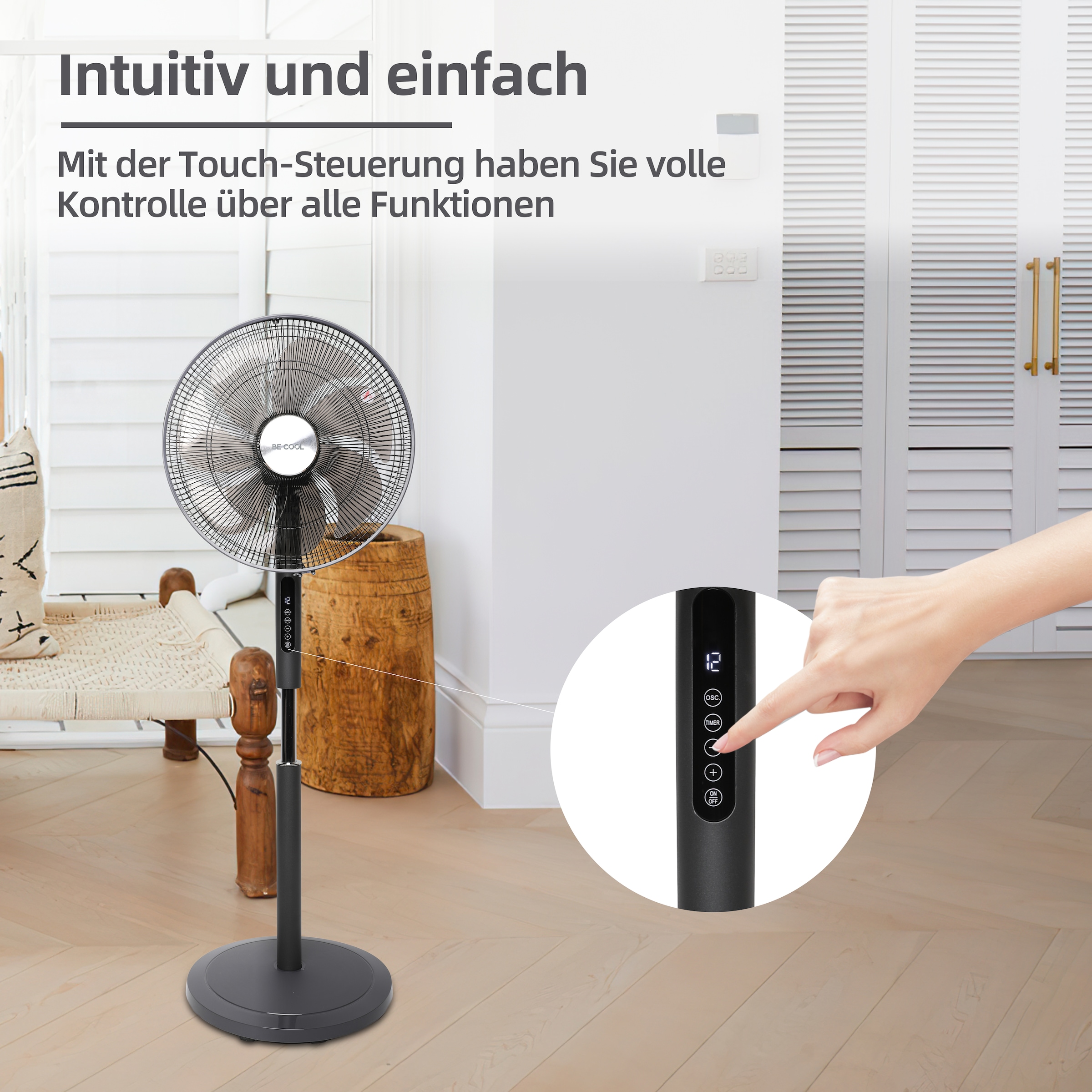be cool Standventilator »Gleichstrom-Standventilator 45cm mit 7 Rotorblättern«, energieeffizient, 7-flügelig, Fernbedienung