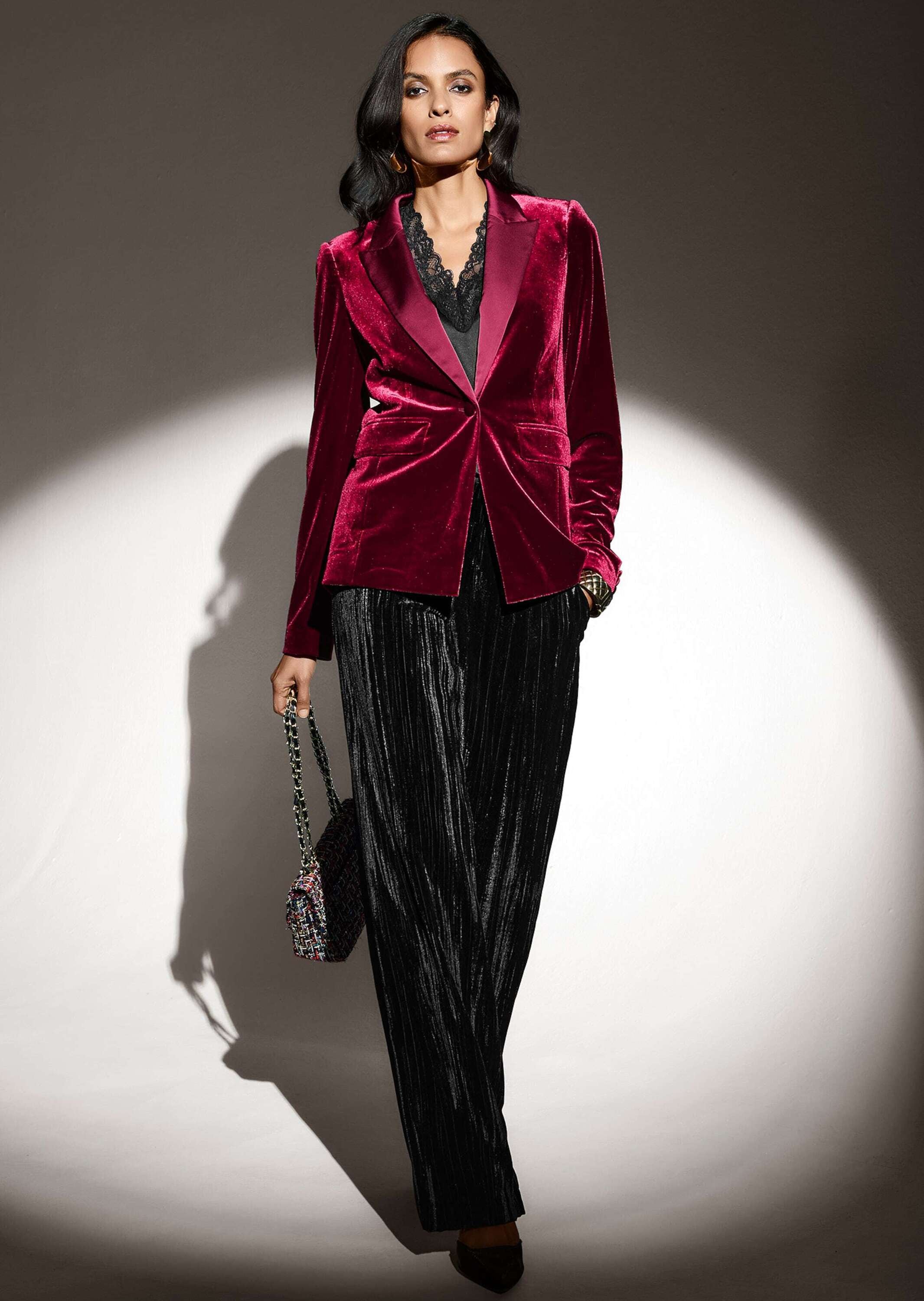 MADELEINE Longblazer »Samtjacke Samtblazer mit Reverskragen« Samtblazer mit Satin-Reverskragen