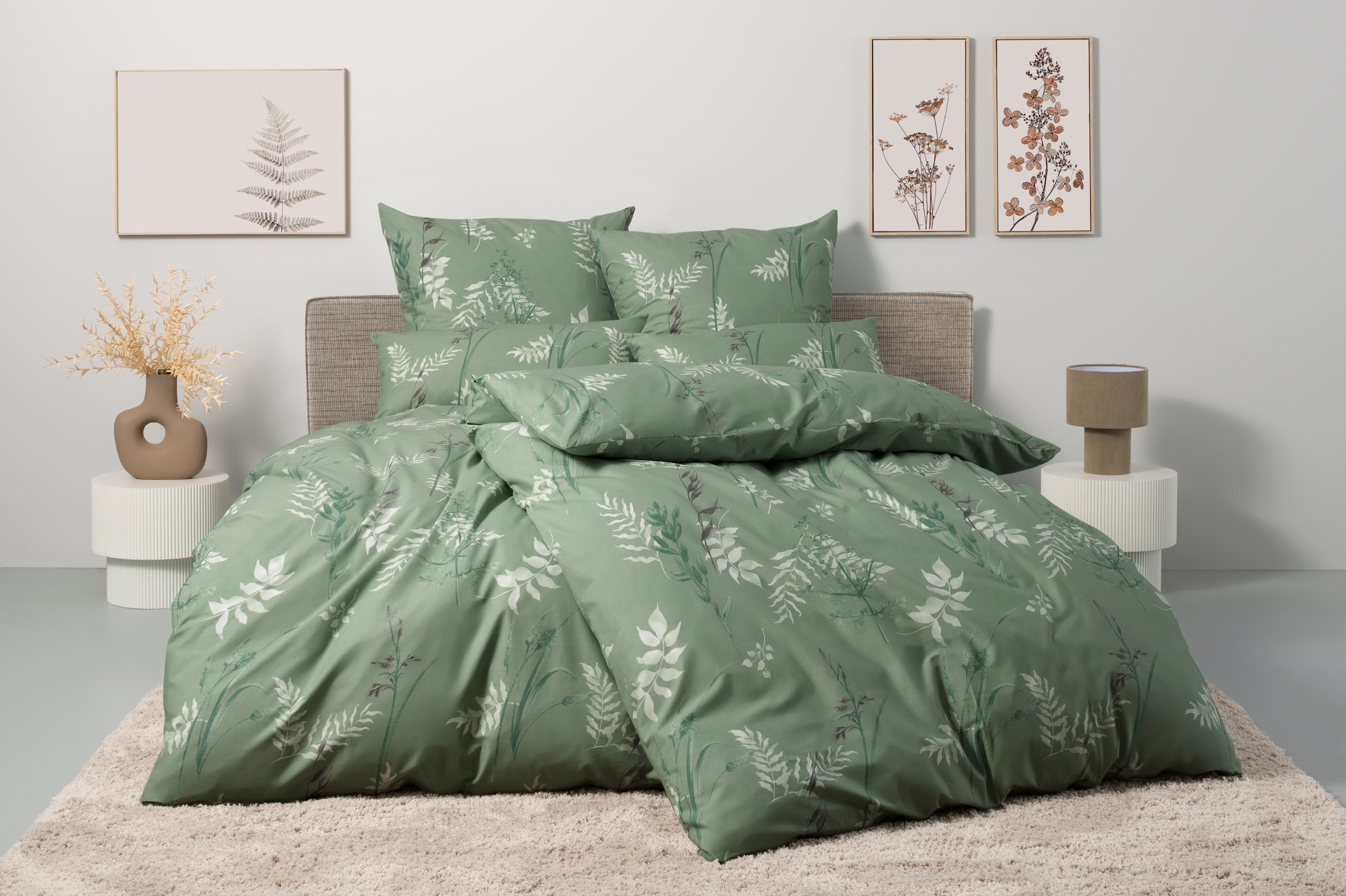 BIERBAUM Bettwäsche »Hellena« 2 Stk. tlg. in Gr. 135x200 oder 155x220 cm, 100% Baumwolle, Gräser