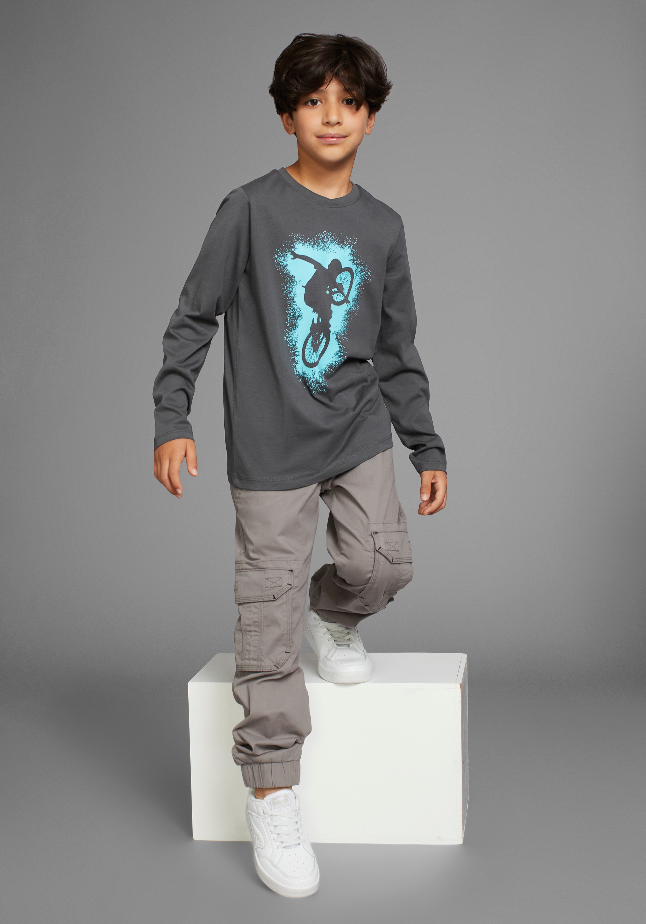 KIDSWORLD Langarmshirt »BIKER«, lässiger Druck für Jungen