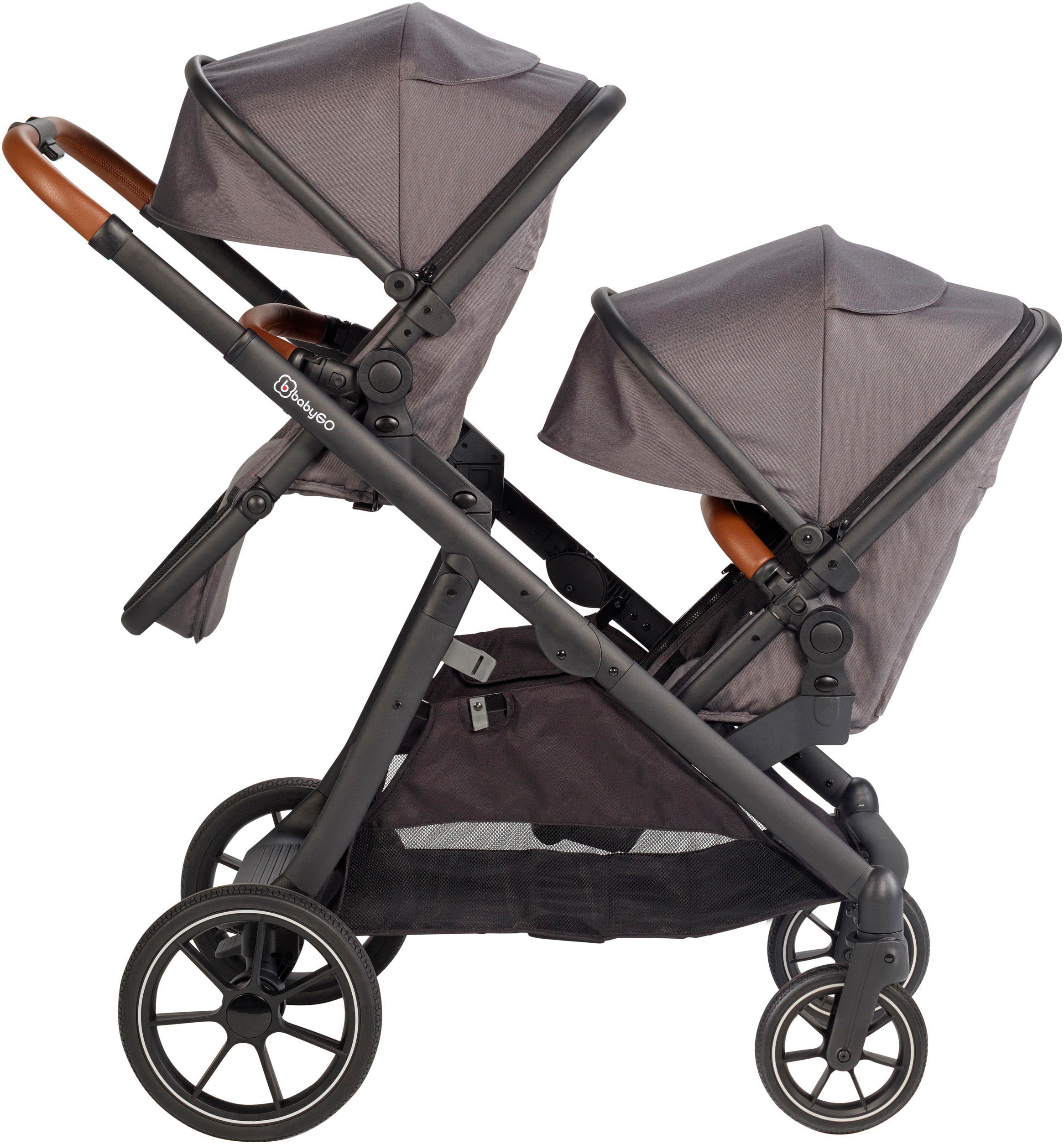 BabyGo Zwillingswagen »Duo«, inklusive Babywannen, Babyschalen, Regebezüge & Wickeltasche