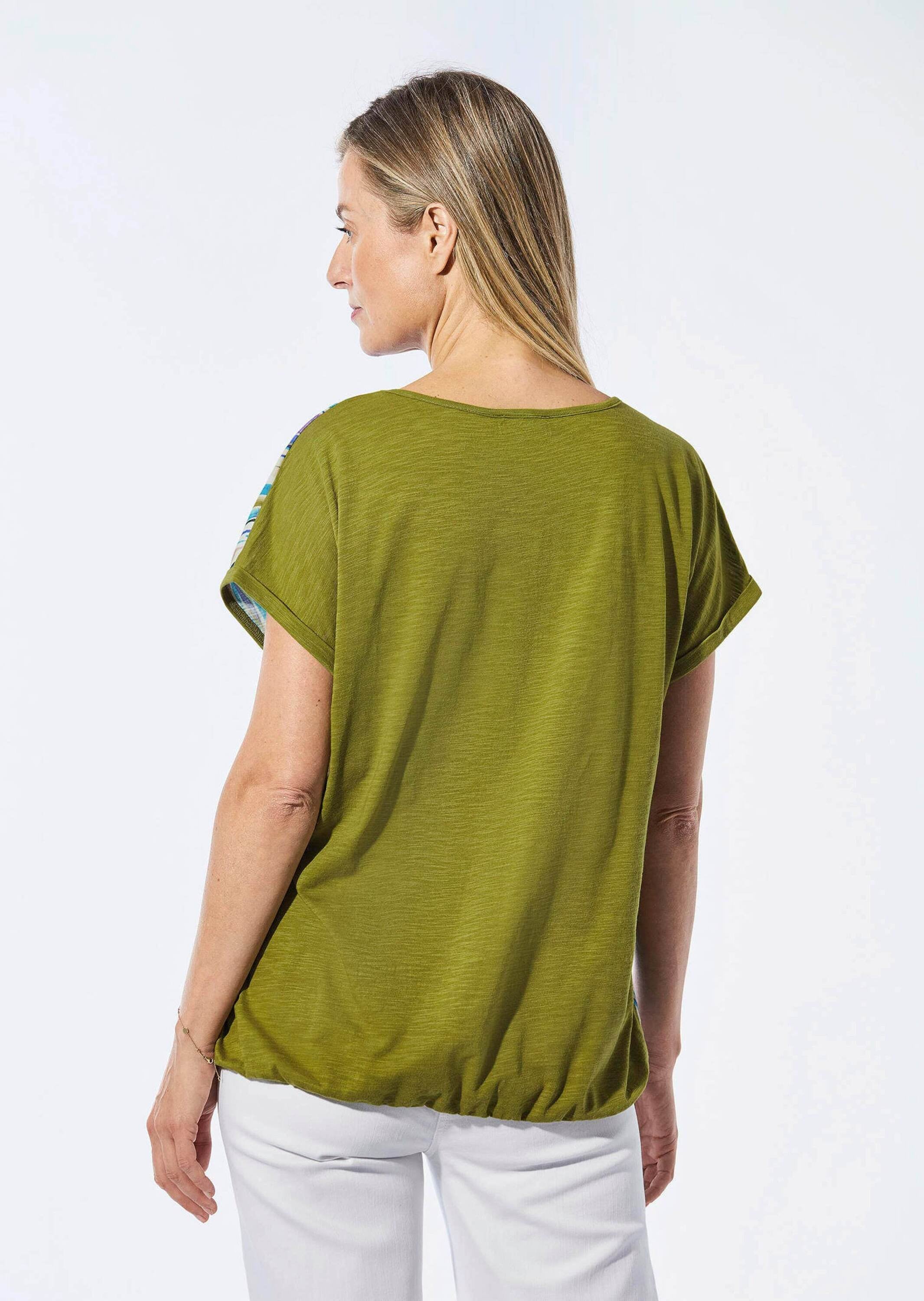 GOLDNER Kurzarmshirt »Kurzgröße Shirt aus Effektgarn« Flammengarn