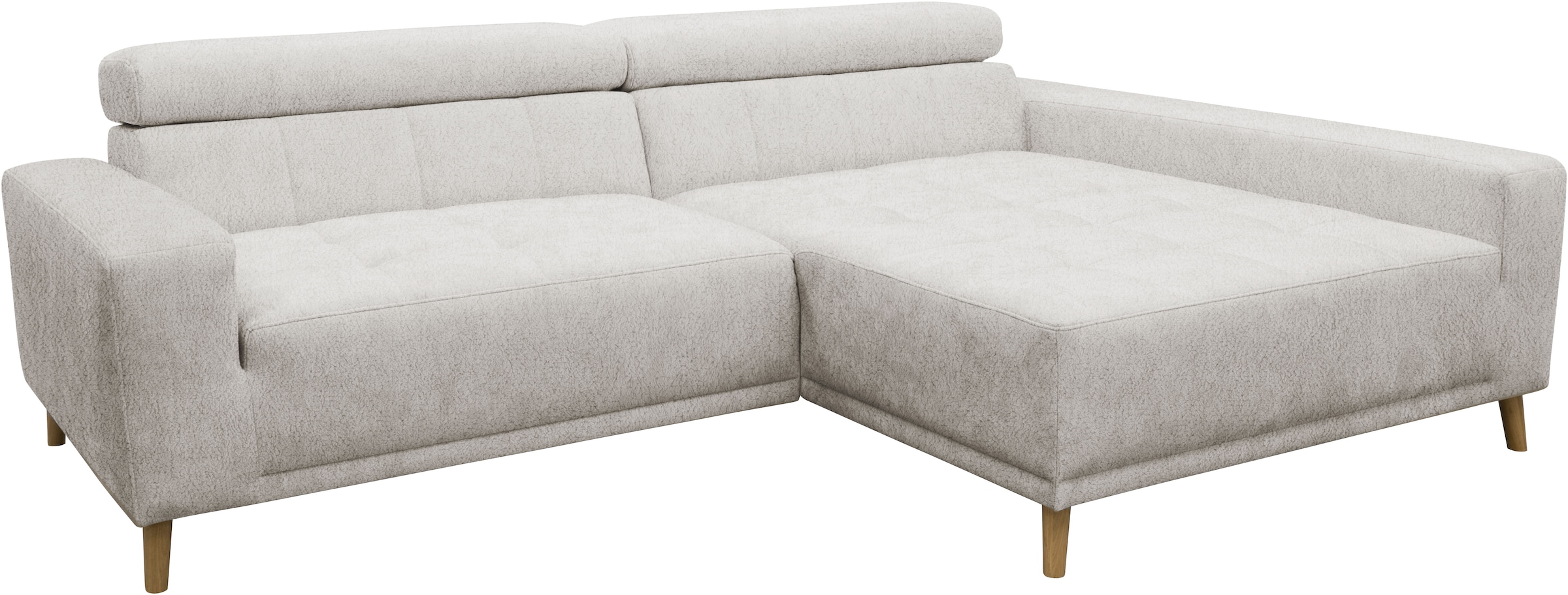 OTTO home Ecksofa »Greve 248 x 172 cm mit Steppungen, für gängige Saugroboter geeignet« Kopfteile verstellbar, aus pflegeleichtem, weichem Luxus-Microfaser