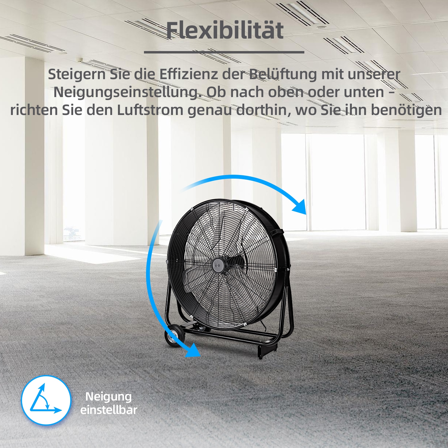 be cool Windmaschine »Industrie-Windmaschine 60cm BCIWM60CM schwarz«, fahrbarer Trommelventilator, Vollkupfermotor, Aluminium-Rotorblätter
