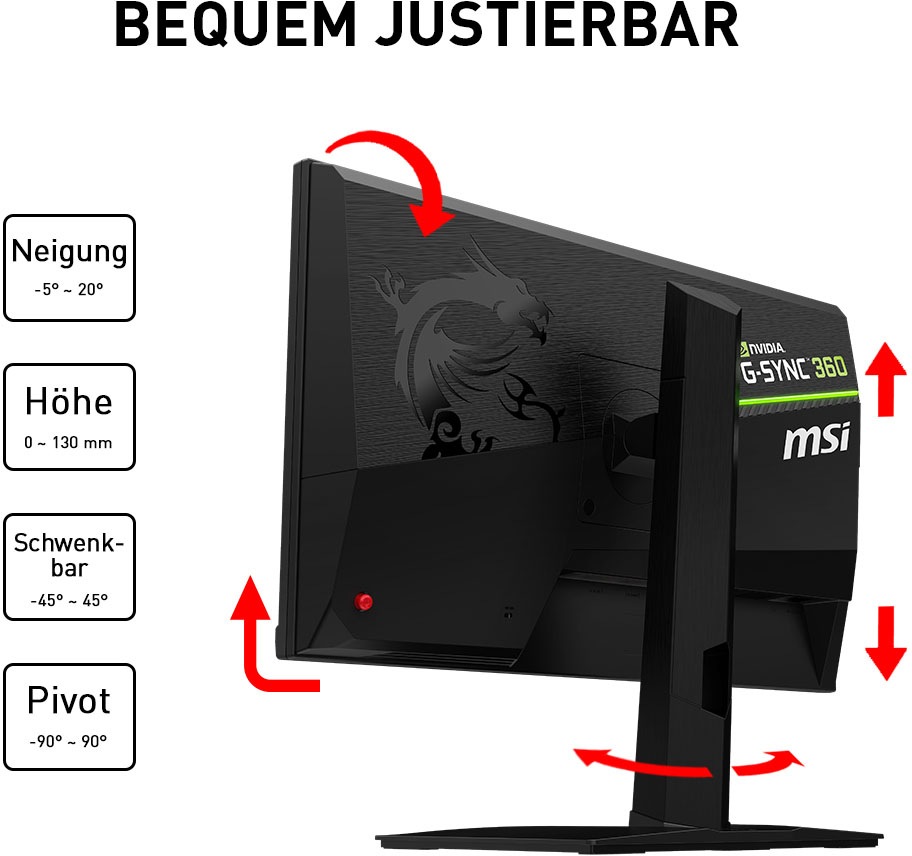 MSI Gaming-Monitor »Oculux NXG253R E-Sports«, 62,2 cm/24,5 Zoll, 1920 x 1080 px, Full HD, 1 ms Reaktionszeit, 360 Hz, NVIDIA G-Sync, 3 Jahre Herstellergarantie