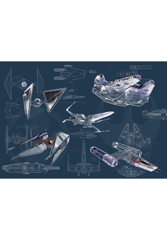 Komar Fototapete »Star Wars Blueprint Dark«, futuristisch-mehrfarbig-Weltall kaufen
