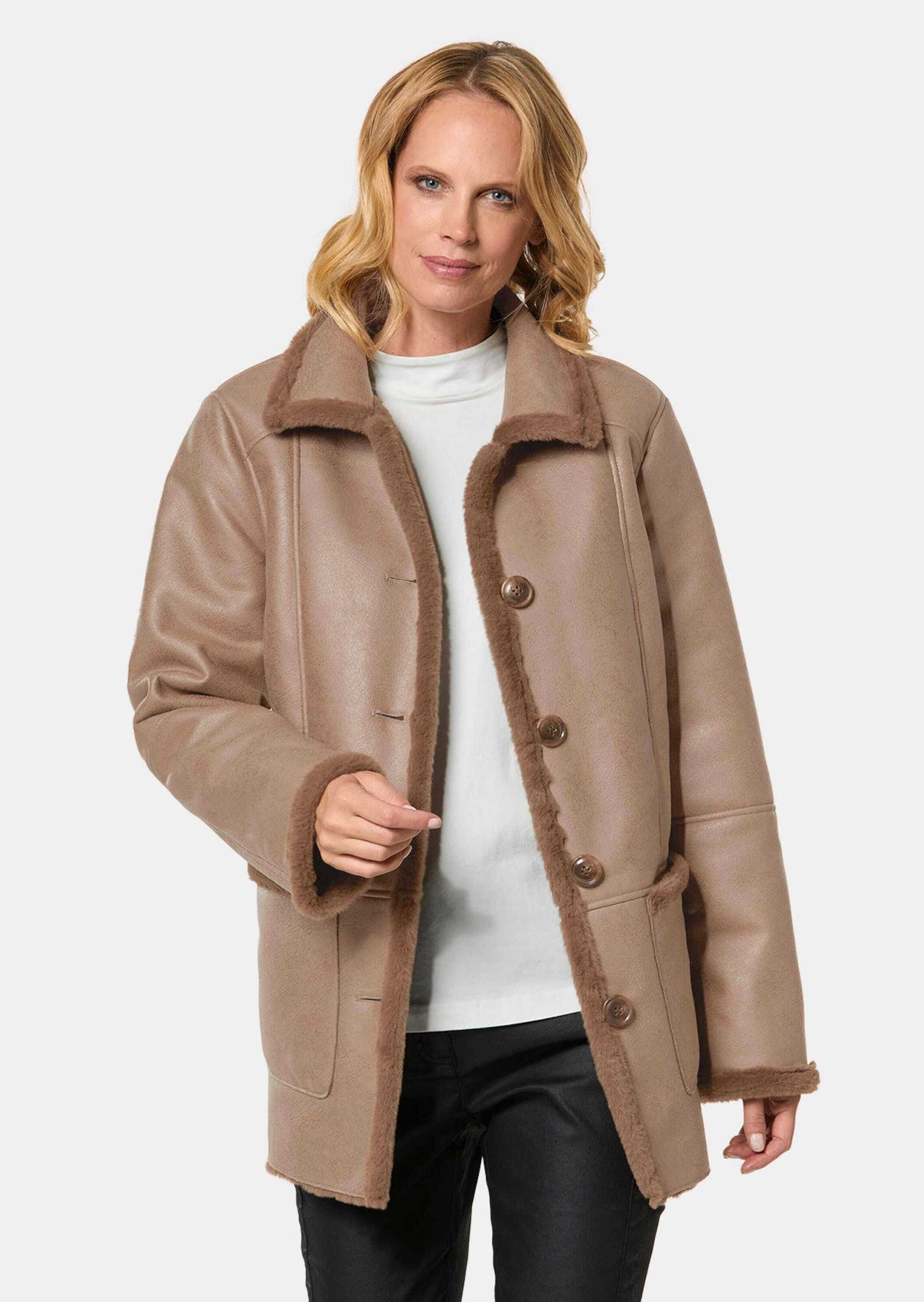 GOLDNER Kurzjacke »Kurzgröße Kuschelige Longjacke in Lederoptik«