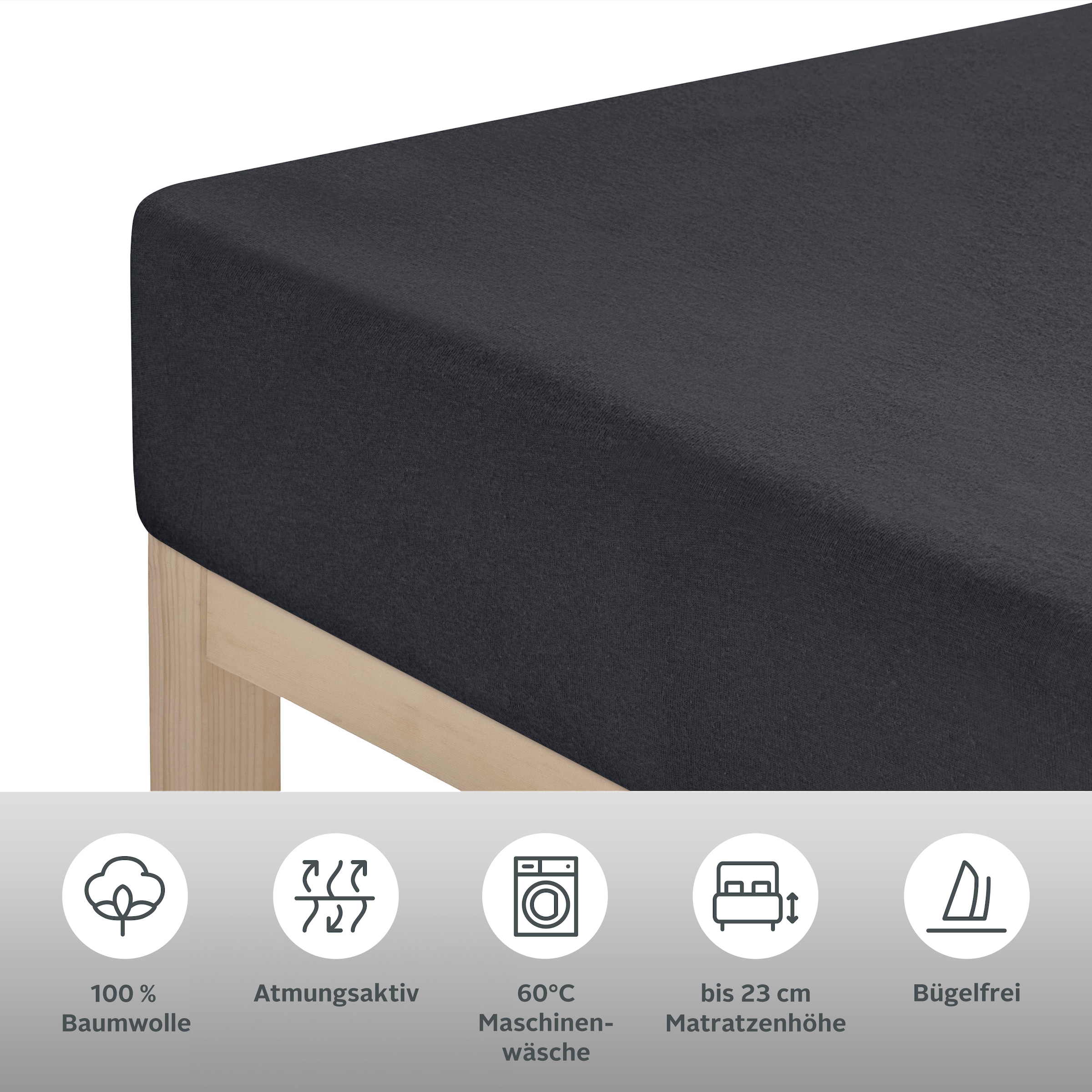 LeGer Home by Lena Gercke Spannbettlaken »LINNEAL Jersey aus 100% Baumwolle, 150 g/m²« Premium Bettlaken für Matratzen bis 23 cm Höhe, perfekter Sitz