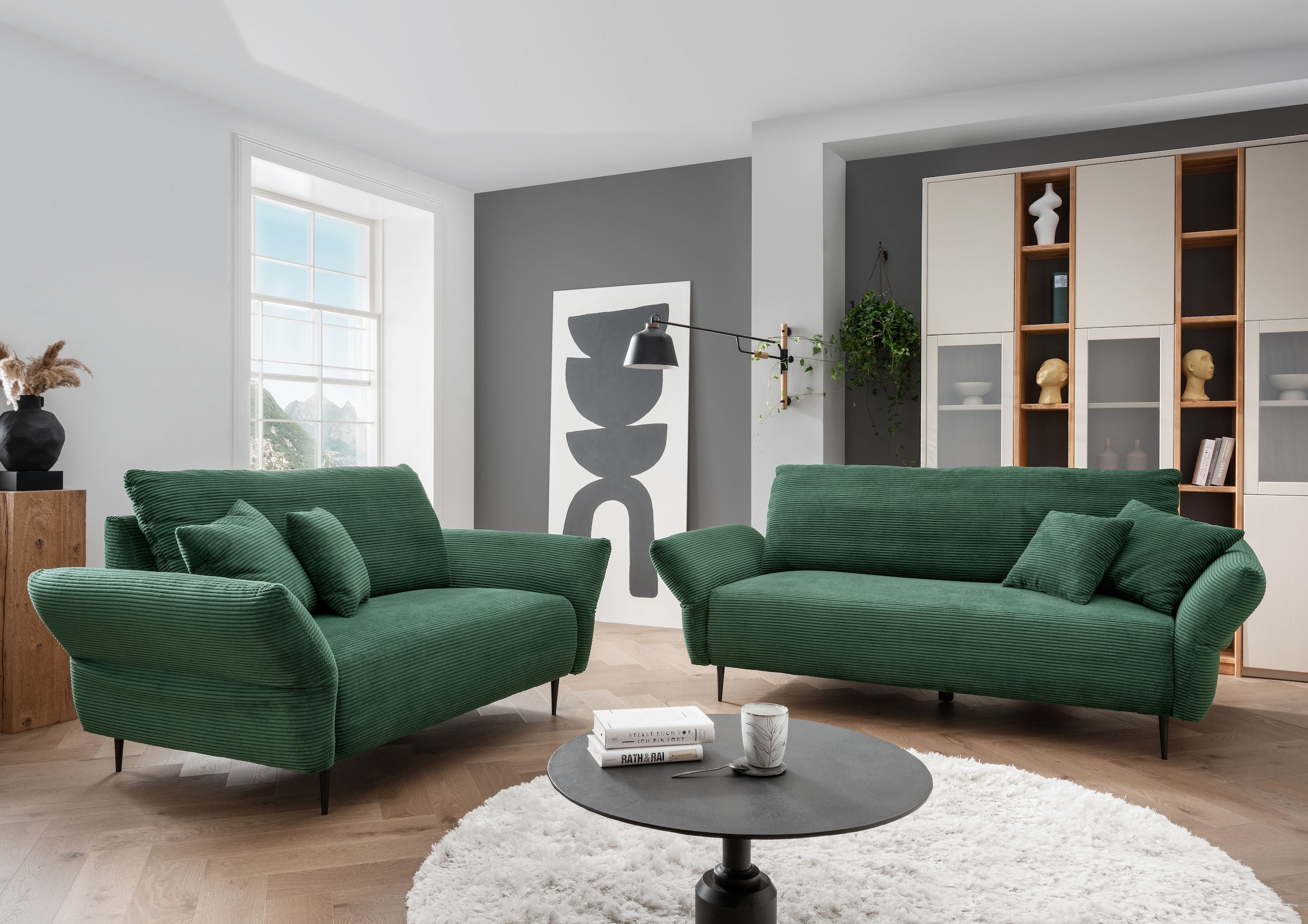 Home affaire Ecksofa »Lazio modern und bequem, schmale Armlehnen, tolle Detailverarbeitung« zwei verschiedene Fußfarben wählbar