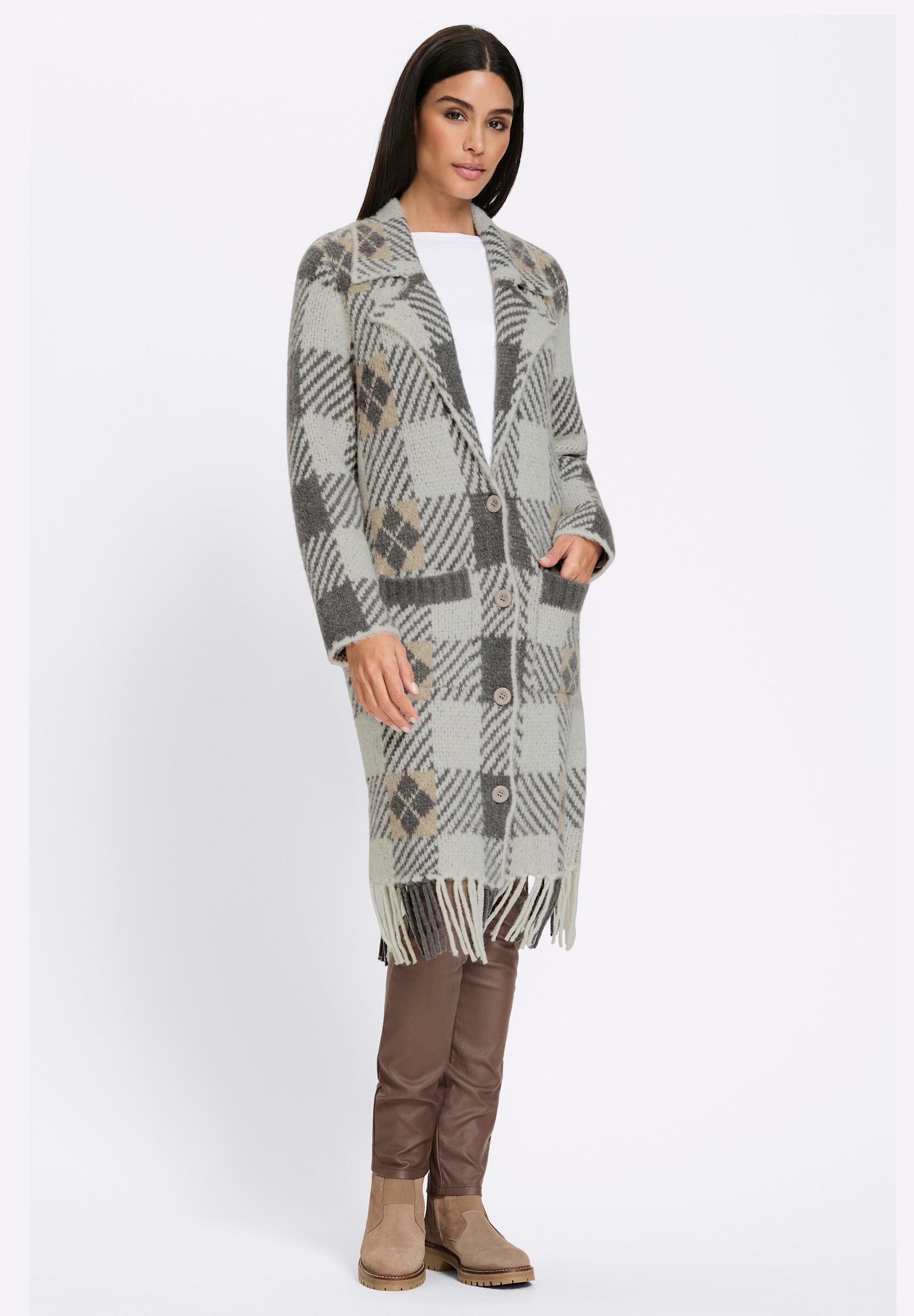 heine Strickjacke »Long-Strickjacke Longstrickjacke mit Fransen«