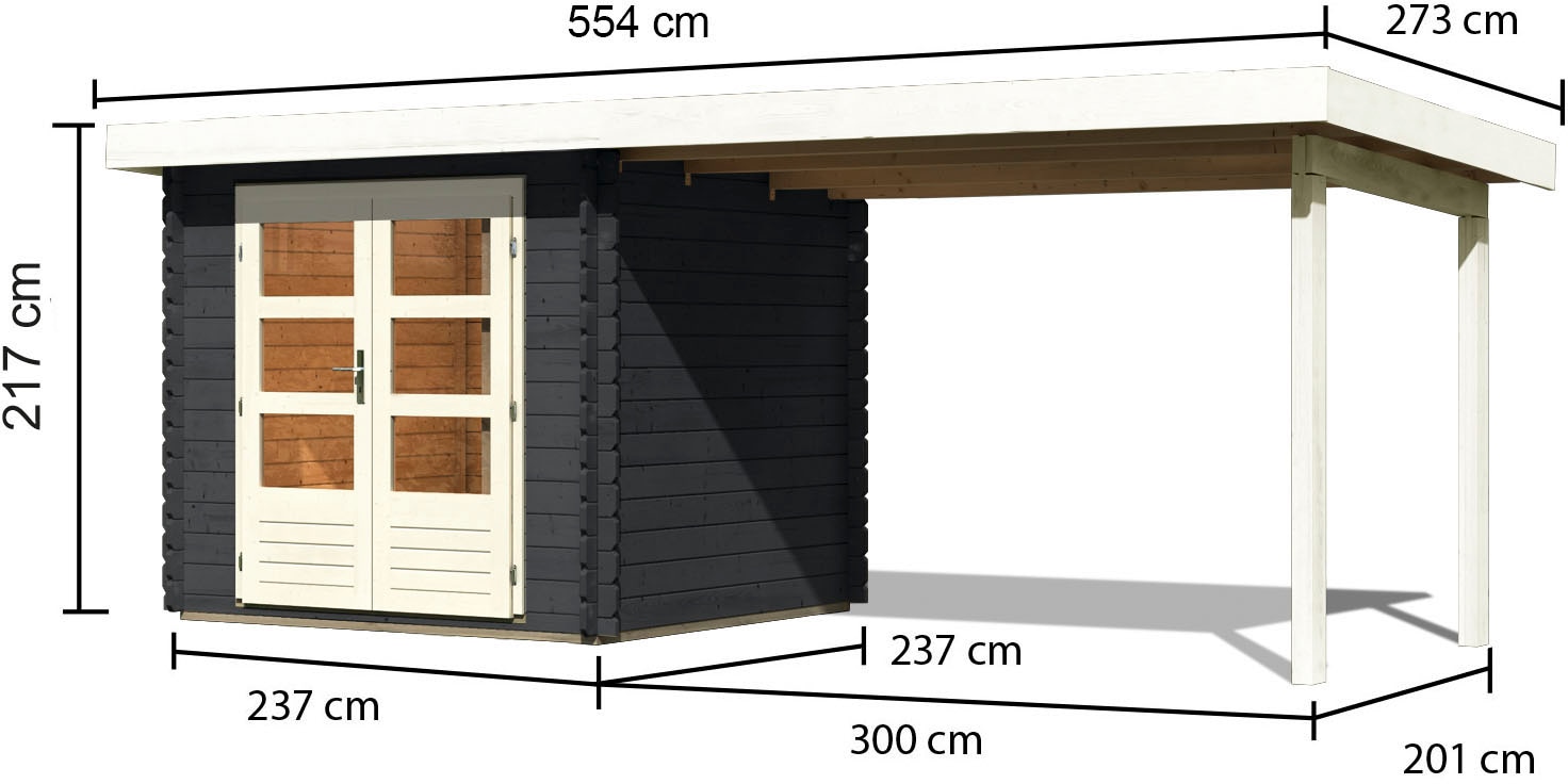 Karibu Gartenhaus »Schloßsee 2«, (Set), mit Anbaudach