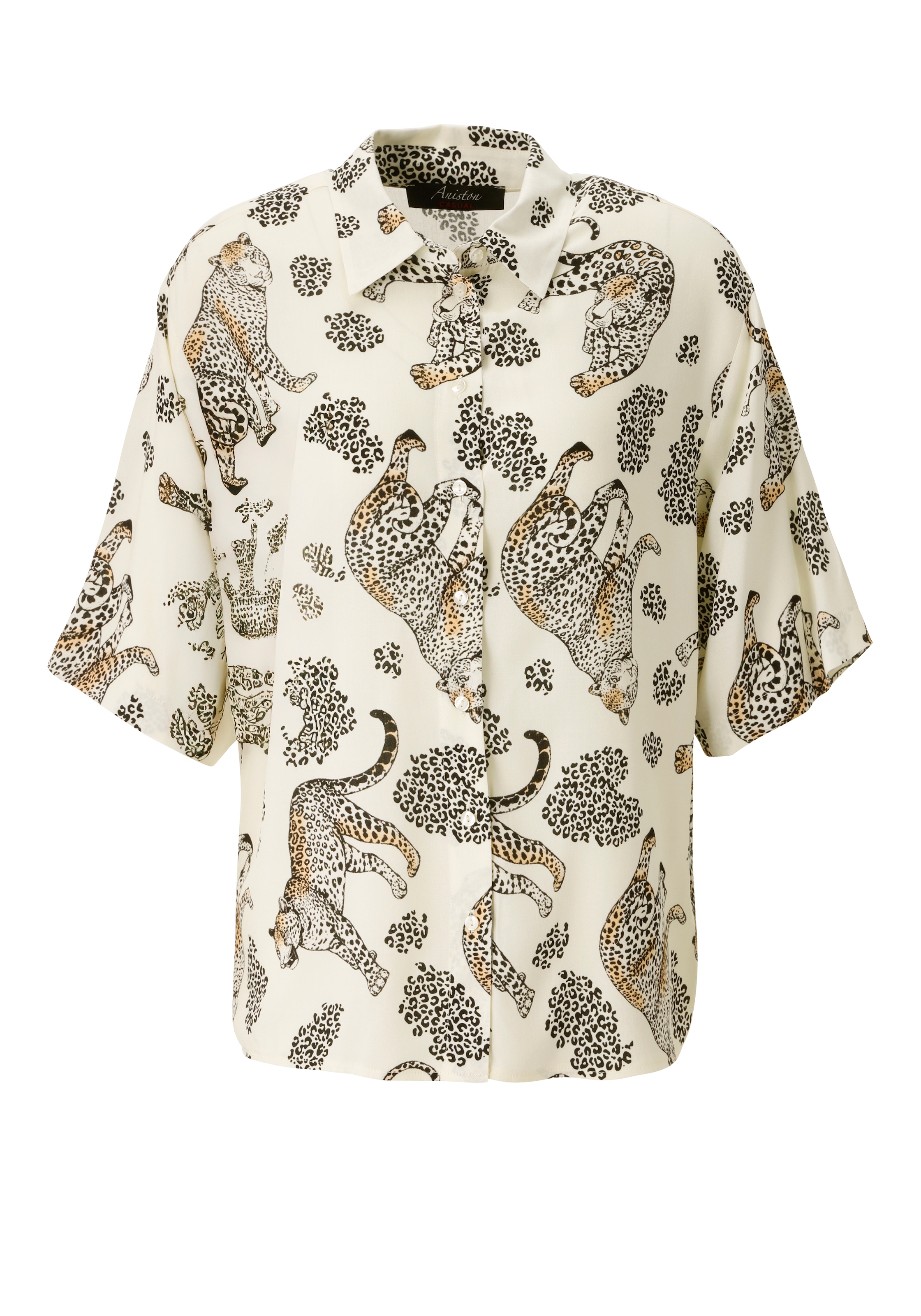 Aniston CASUAL Hemdbluse mit dekorativen Leoparden bedruckt - NEUE KOLLEKTION