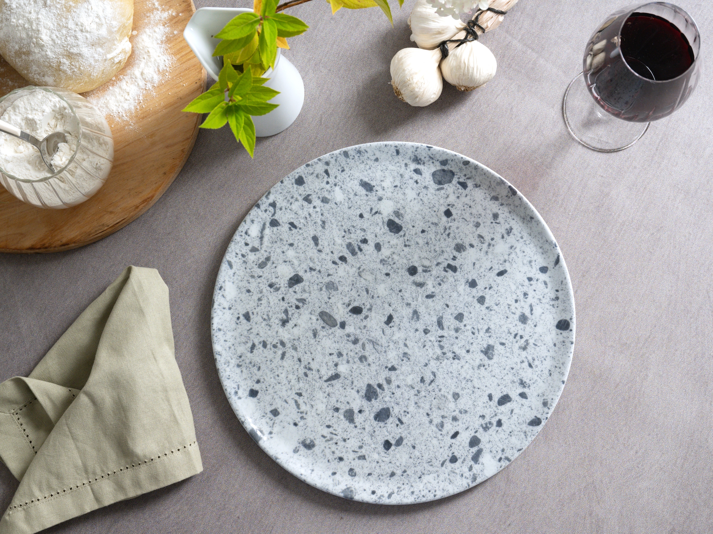 CreaTable Pizzateller »Stone Collection Florenz, Teller Set, 4-tlg.« Italienische Eleganz, Vielseitig einsetzbar