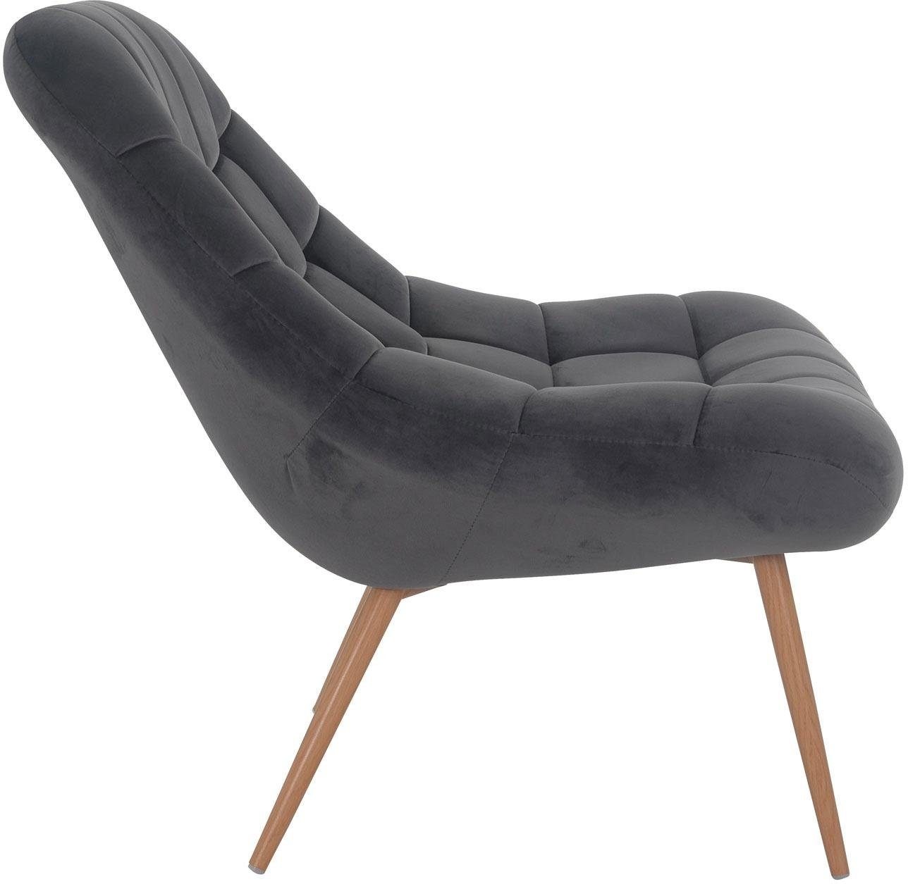 SalesFever Relaxsessel »Toulon - Komfortabler Loungesessel« mit XXL-Steppung, mit schwarzen oder naturfarbenen Beinen