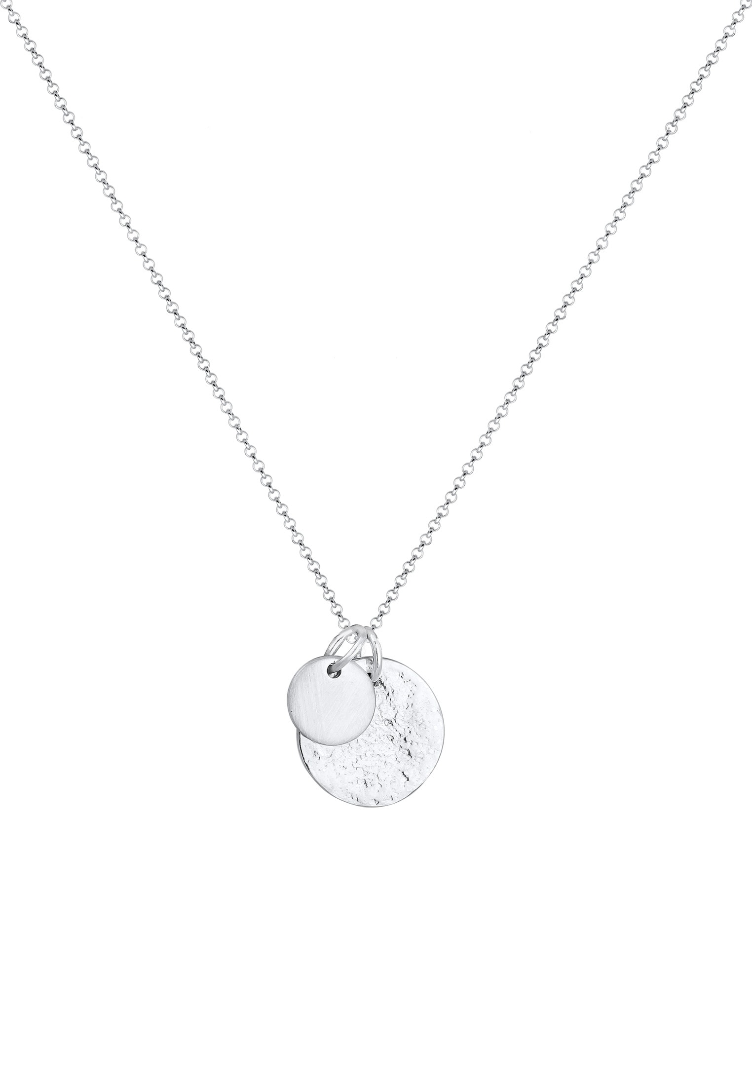Elli Kette mit Anhänger »Halskette Plättchen Münzen Organic Look 925 Silber«