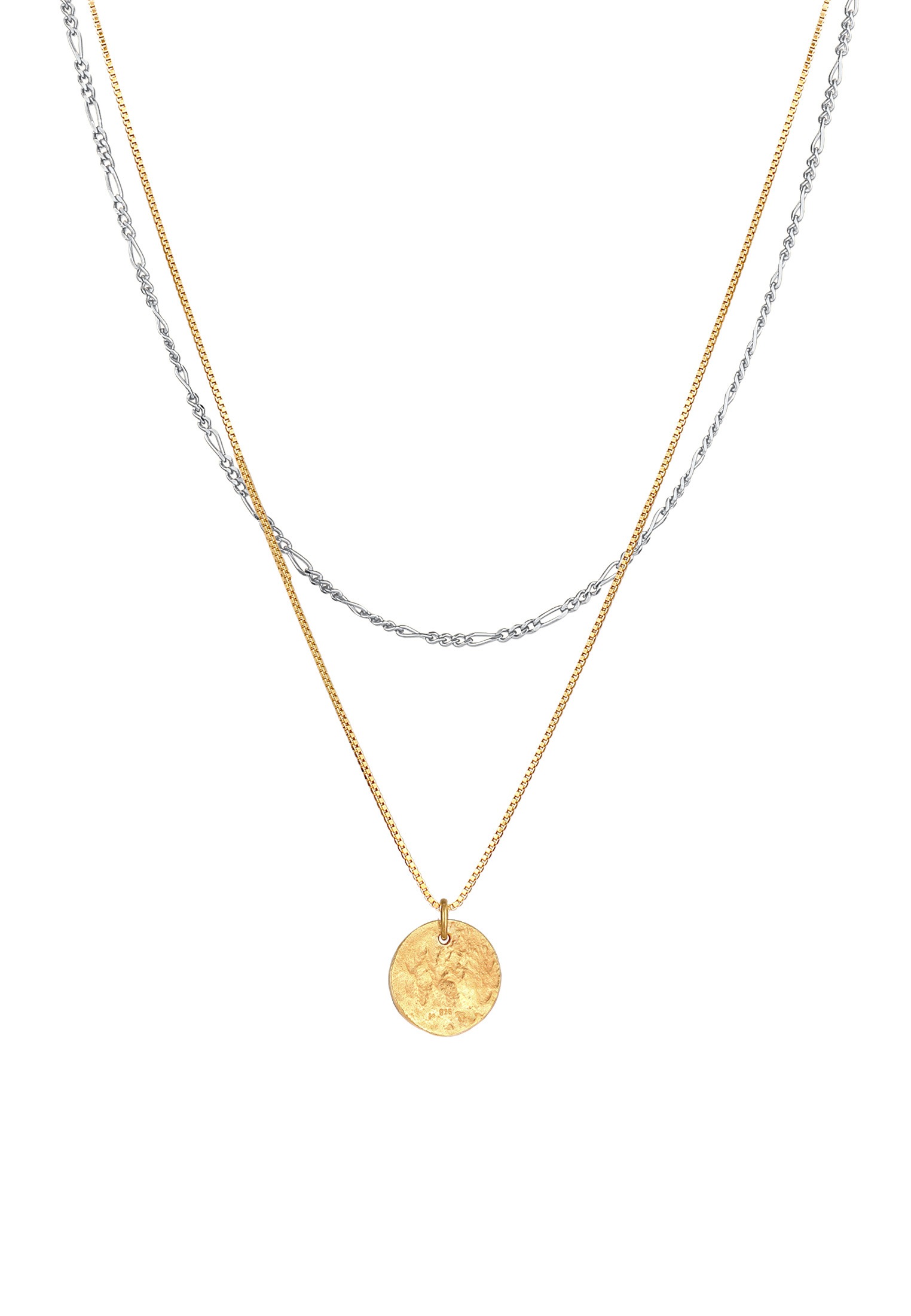 Elli Silberkette »Halskette Layer Plättchen Anhänger 925 Sterling Silber vergoldet«