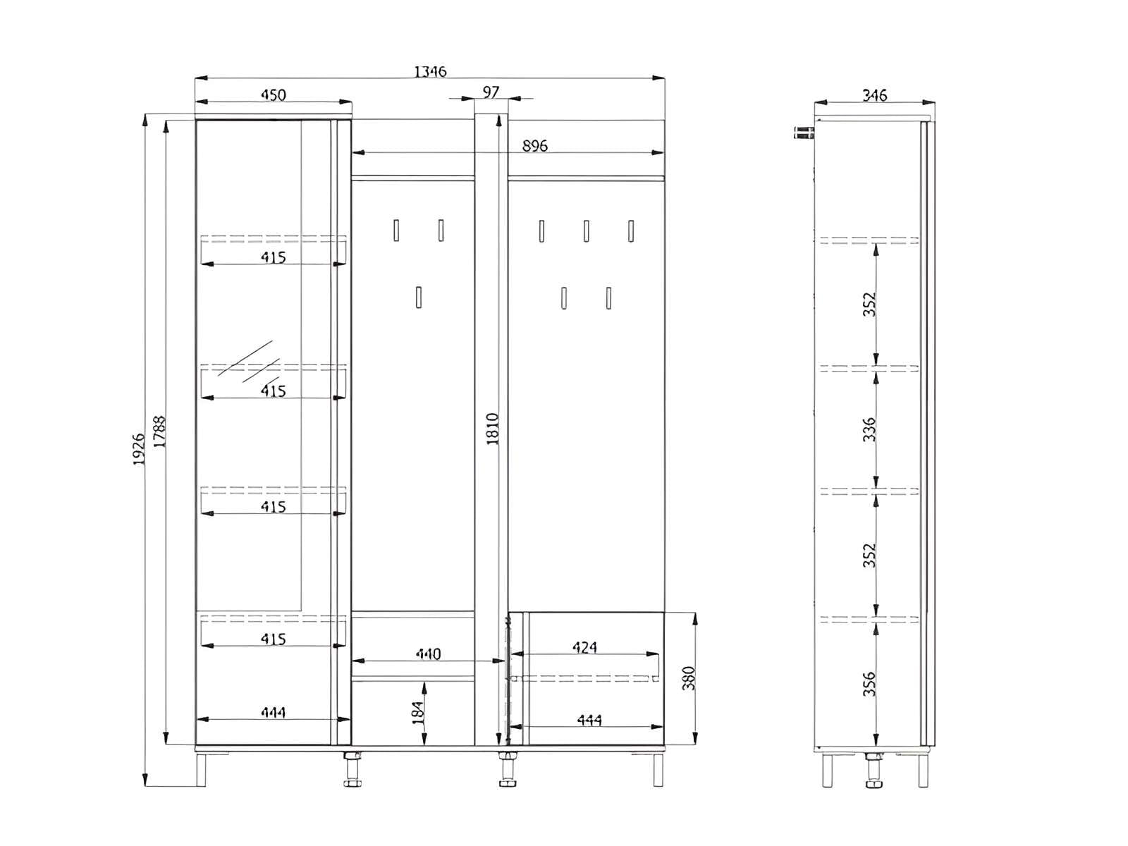 Home affaire Kompaktgarderobe »Nino Flurgarderobe, Dielenschrank, Flurmöbel, Garderobe, Breite 135 cm«, Schuhschrank, Spiegel, Haken, viel Stauraum, ideal für kleine Räume