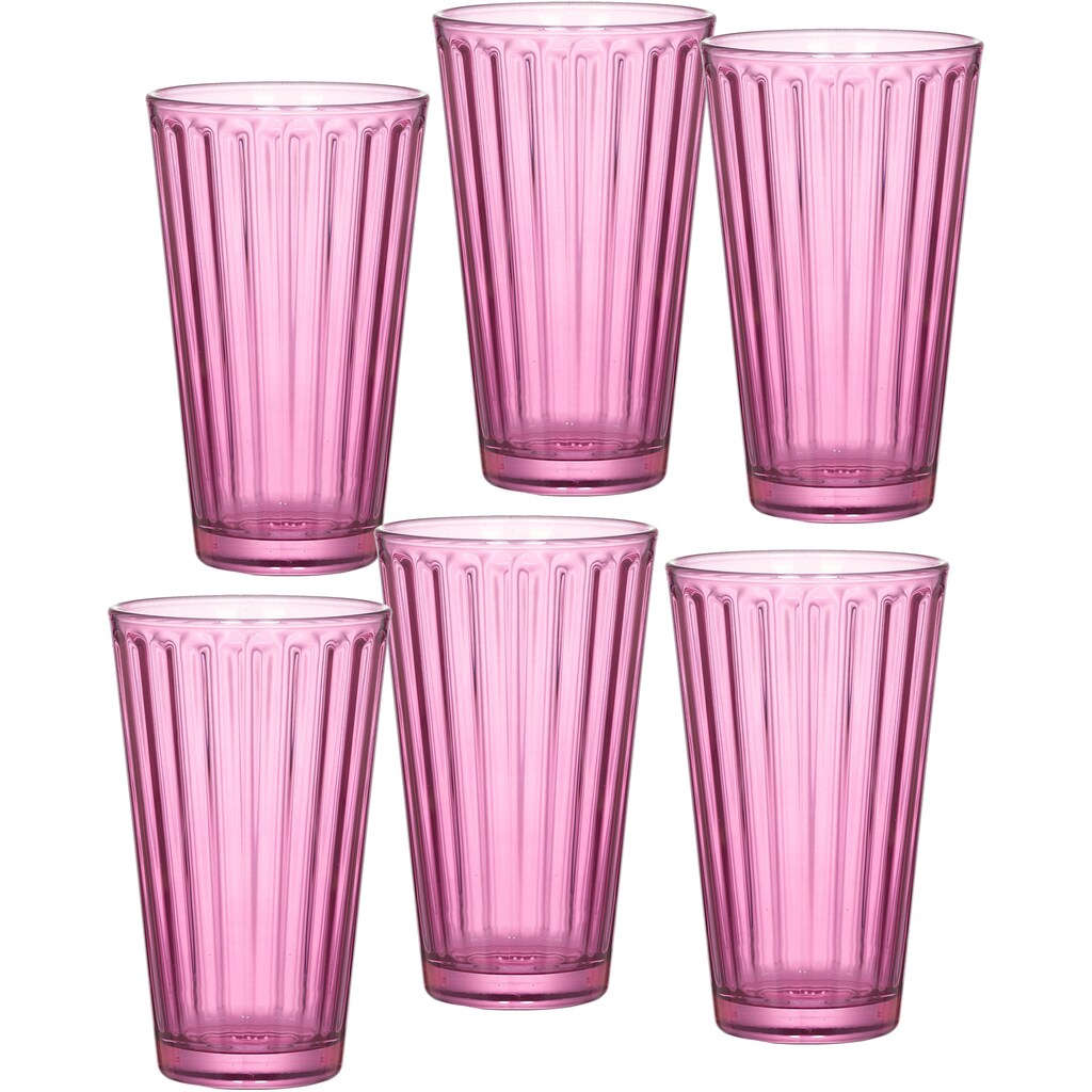 Ritzenhoff & Breker Longdrinkglas »Lawe«, (Set, 6 tlg., 6 Longdrinkgläser, je 400 ml), topaktuelles Innen-Facettierung
