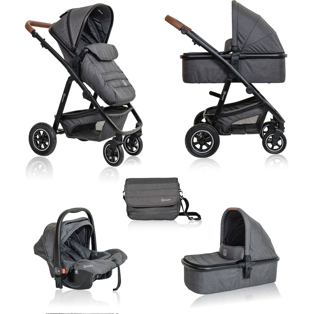 BabyGo Kombi-Kinderwagen »Simplex AIR 3in1, Grey melange«, 15 kg